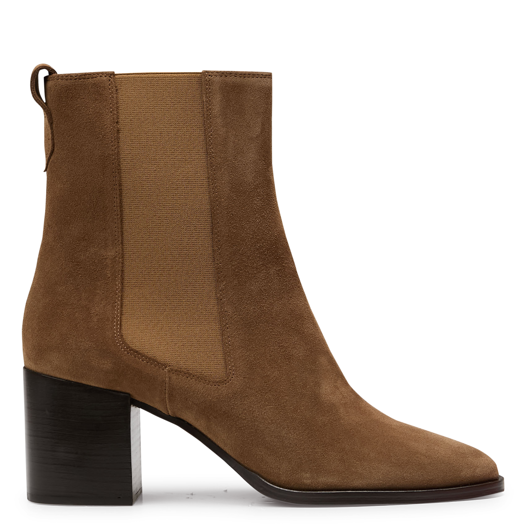 Bottines à talons en cuir velours n°663 RIVECOUR Marron