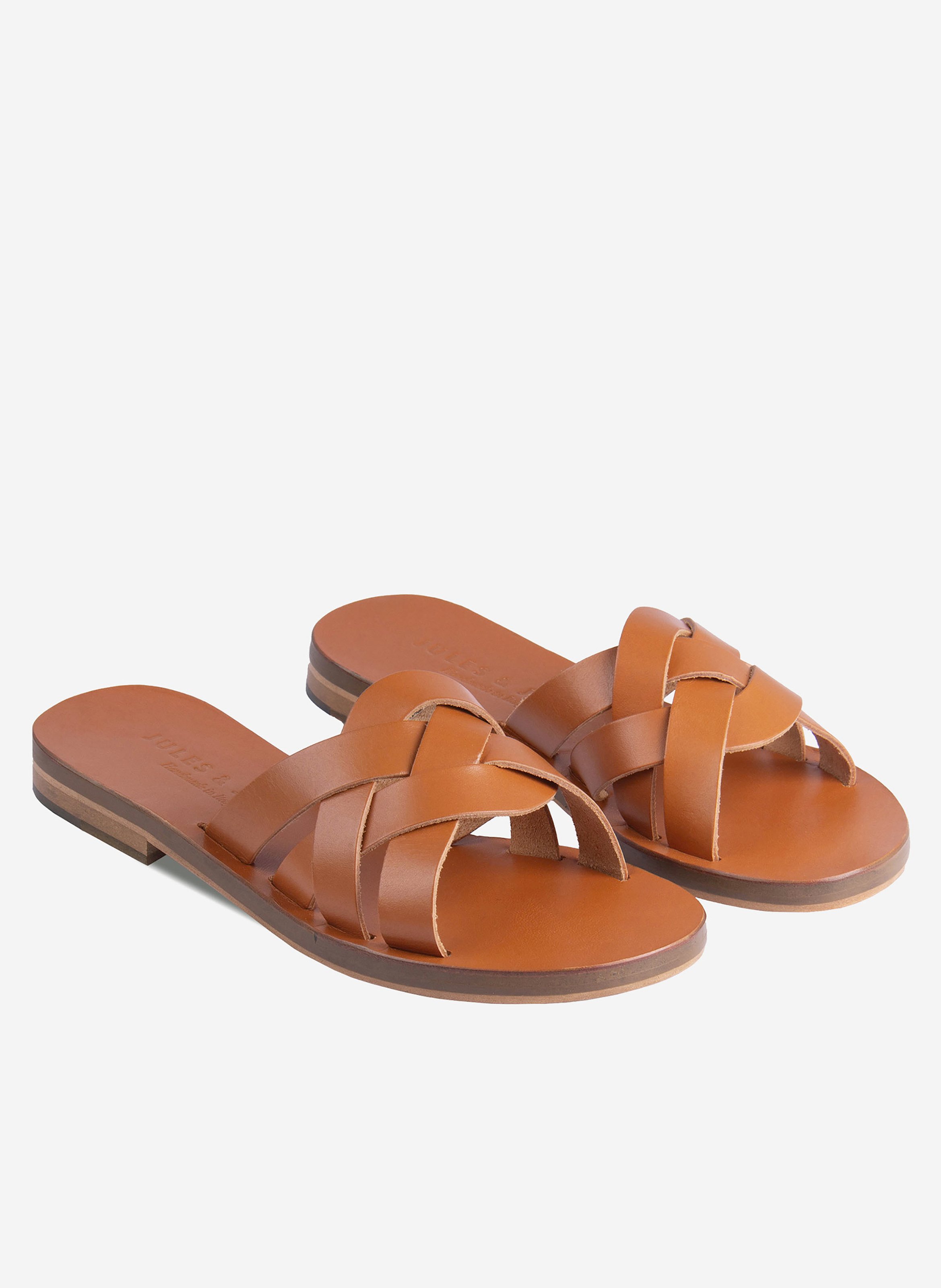 Mules plates jade cuir JULES & JENN Marron