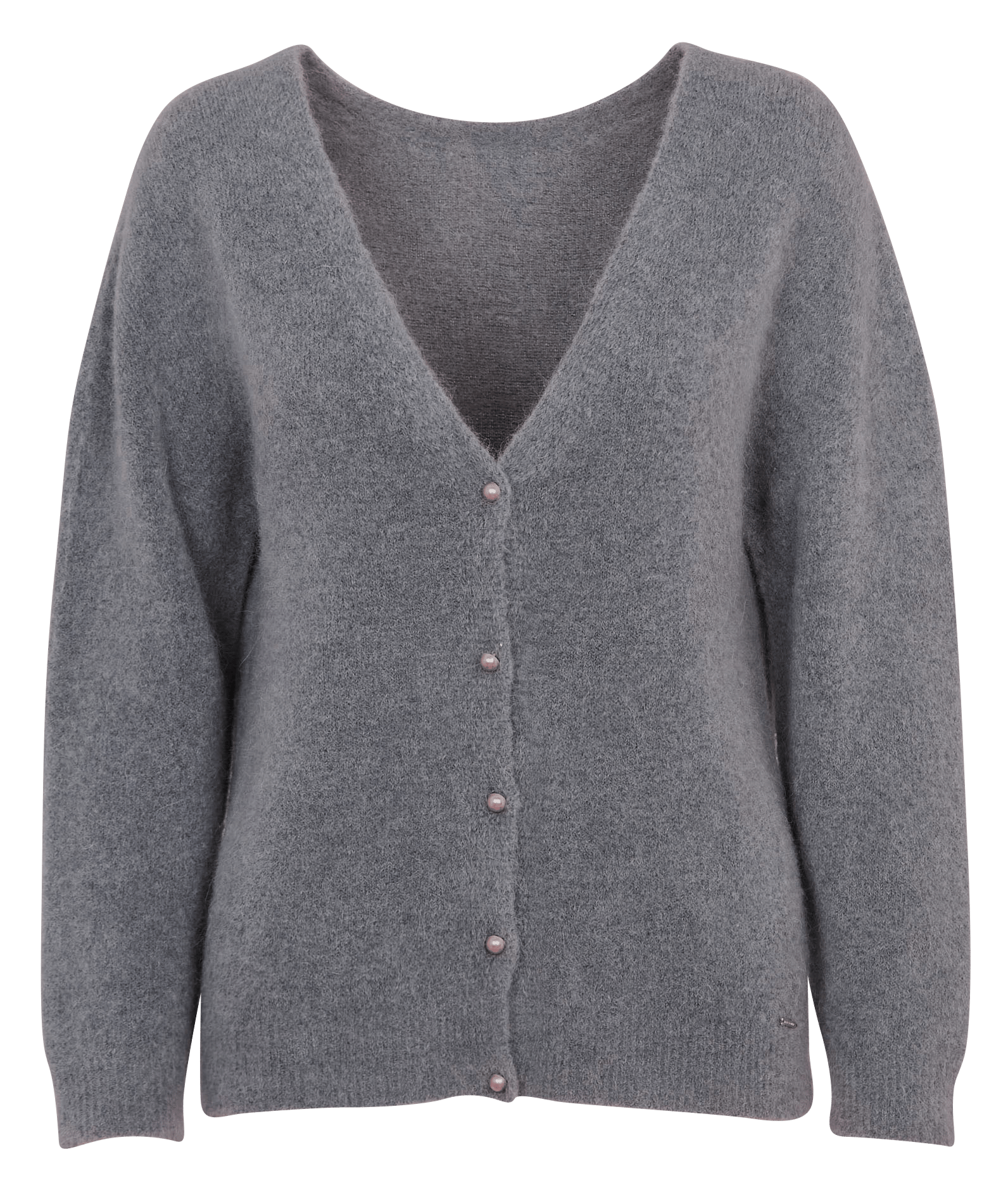 Gilet devant dos col v en laine mélangée IKKS Gris