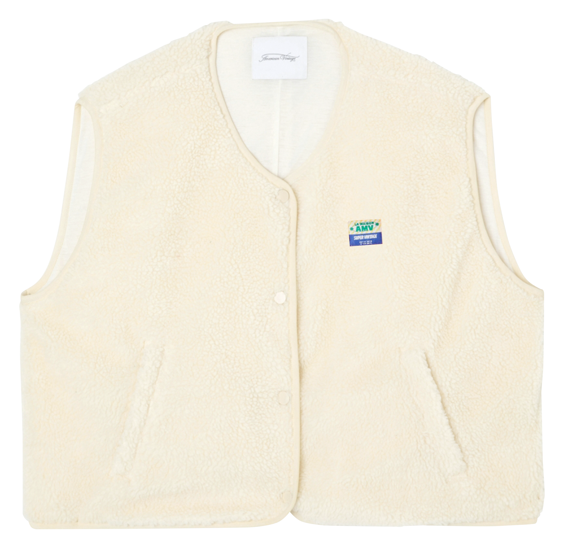 Gilet col rond molletonné sans manches hoktown AMERICAN VINTAGE Beige