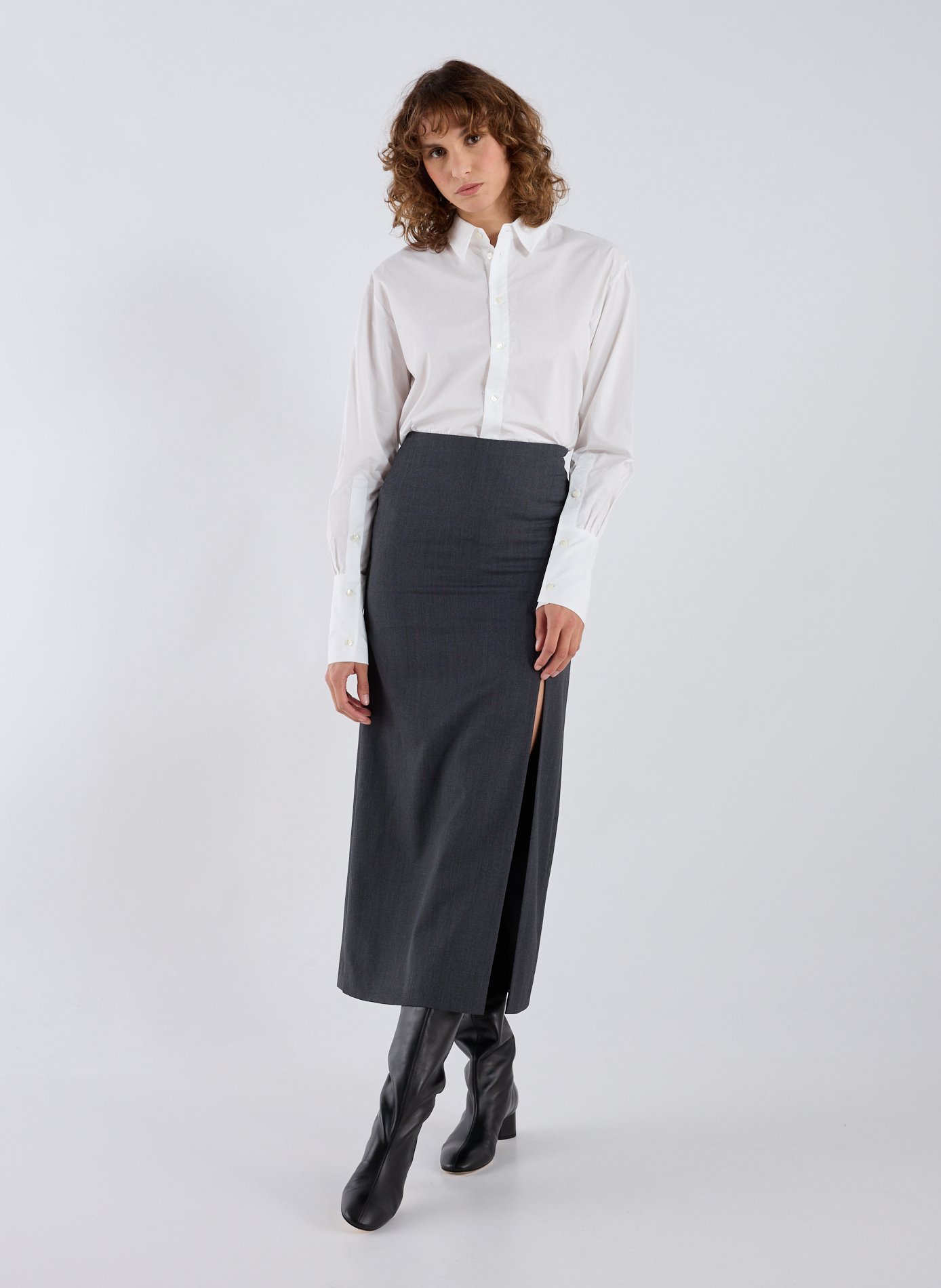 Chemise col classique manches contrastantes en coton R2W White