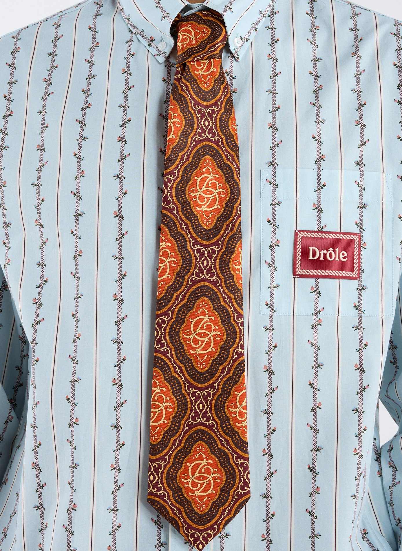 Printed silk tie DROLE DE MONSIEUR Brown