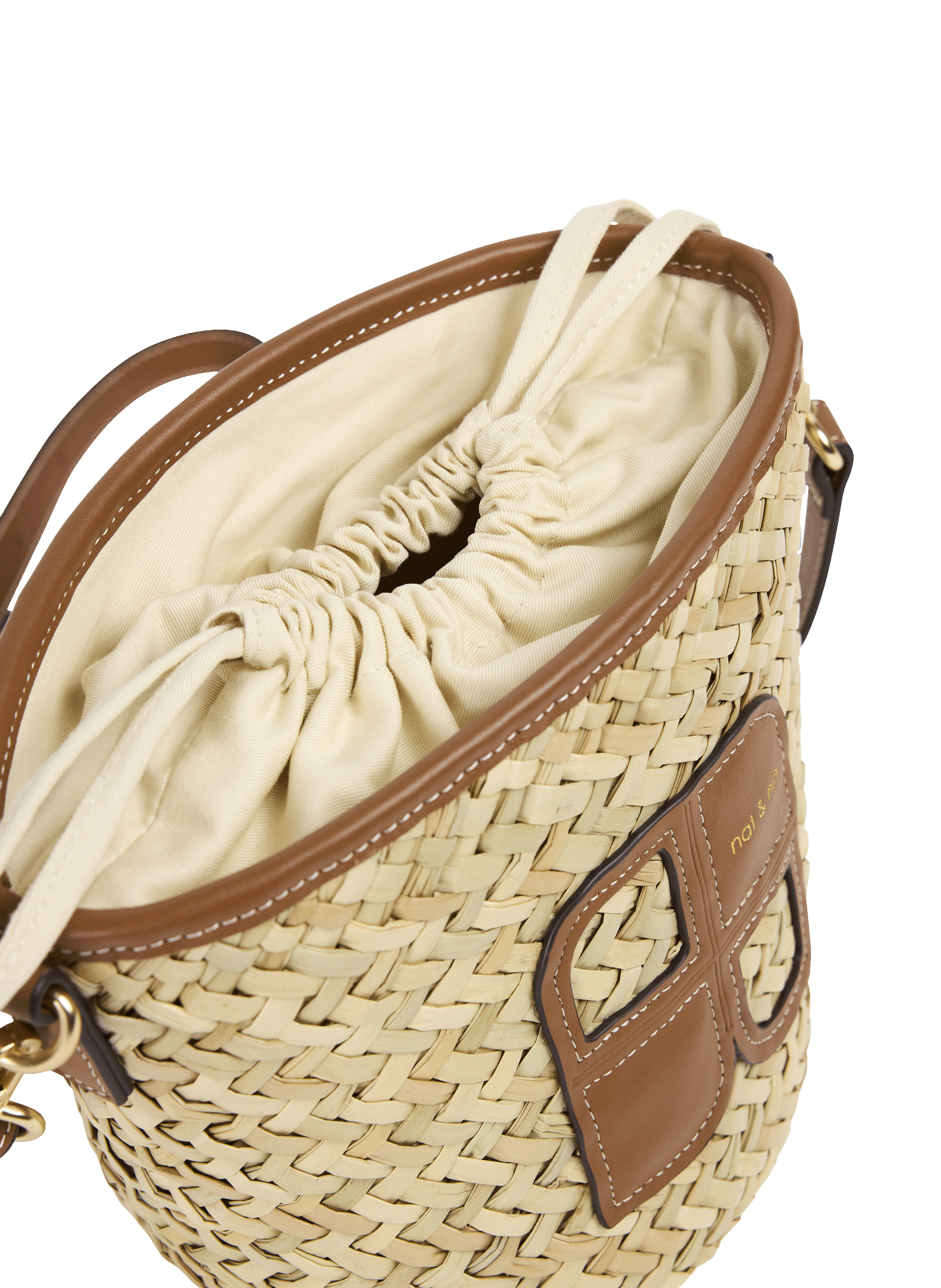 Paolo straw and leather bucket bag NAT & NIN Brown