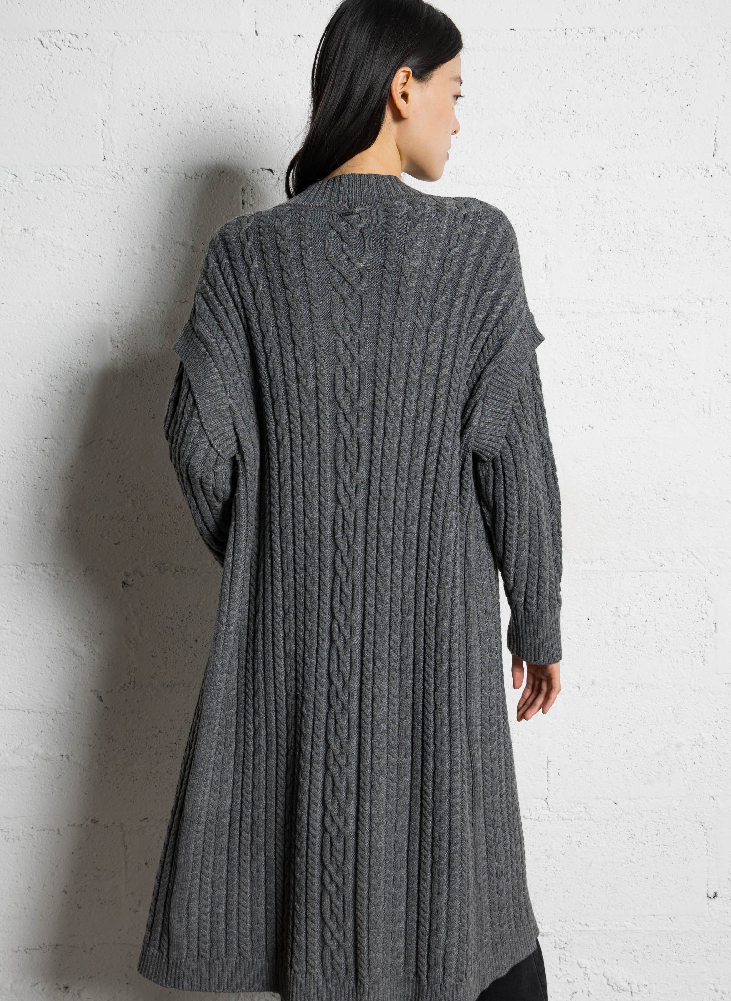 Gilet à enfiler en maille tressée IKKS Gris