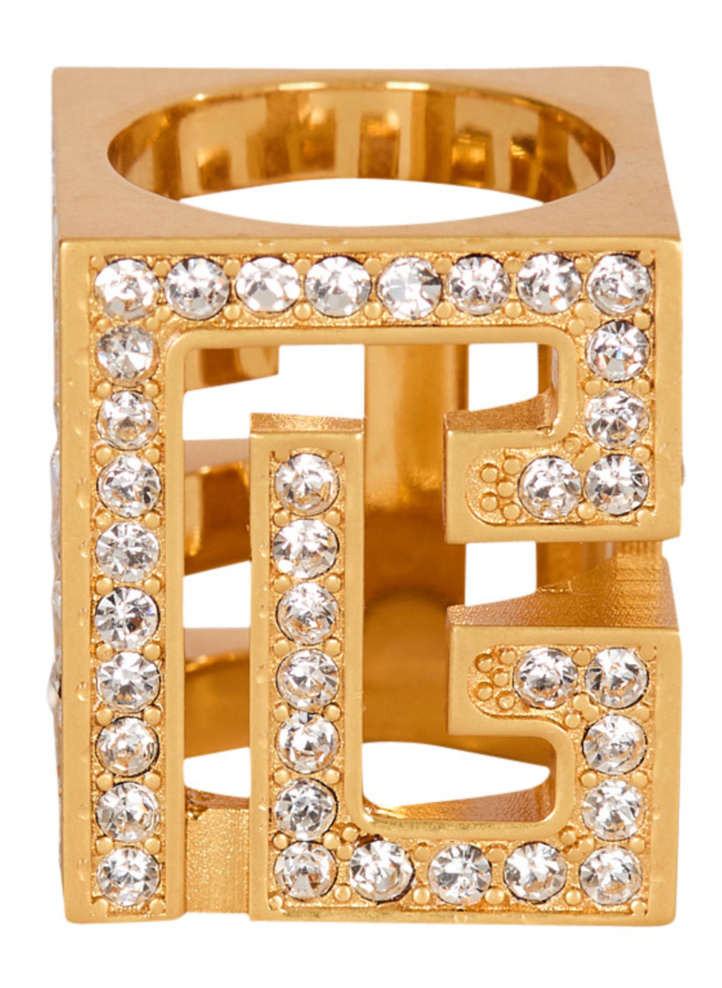 Bague cube à strass pb 3d BALMAIN Argent