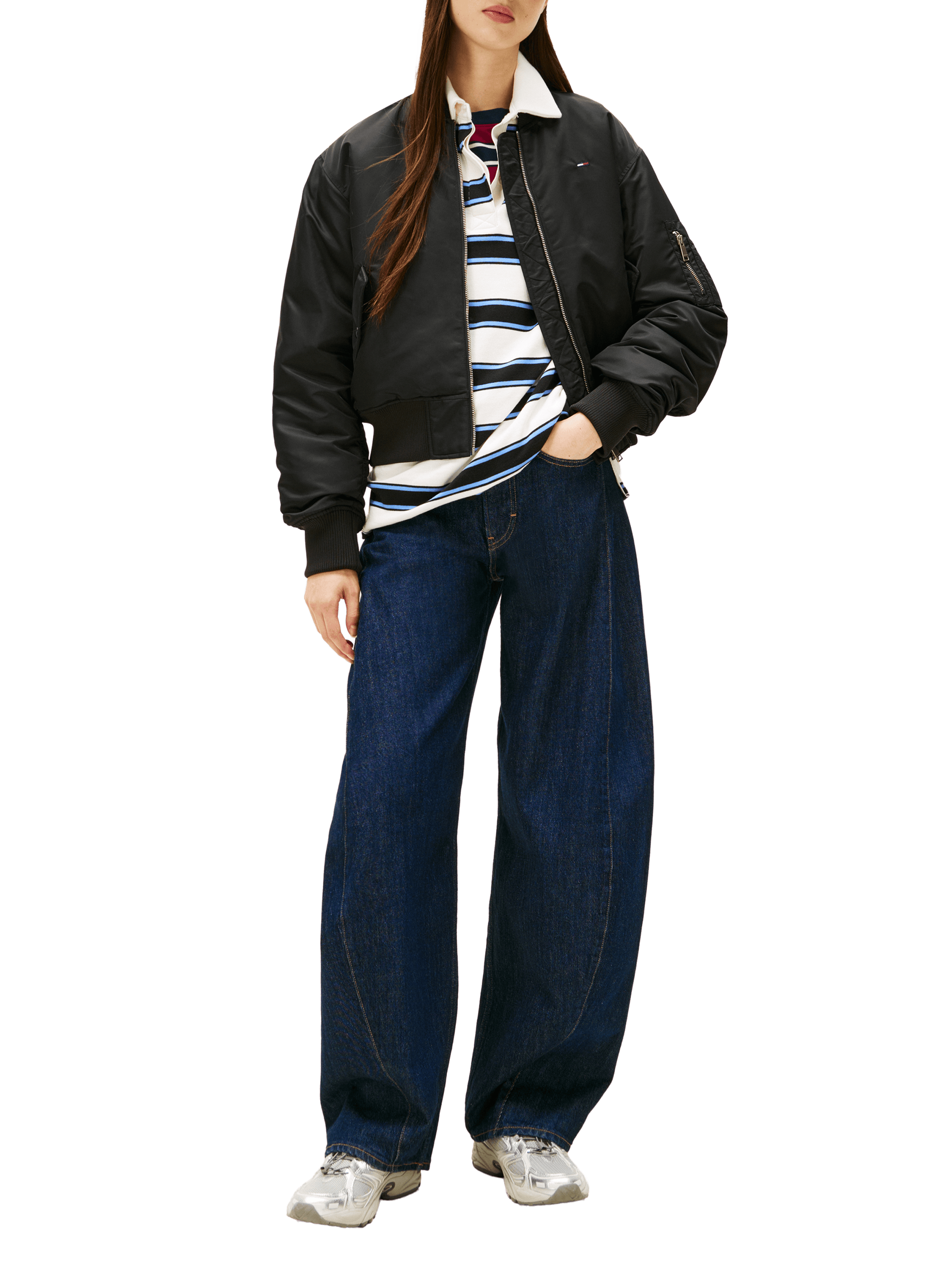 Bomber court zippé en nylon TOMMY HILFIGER Noir