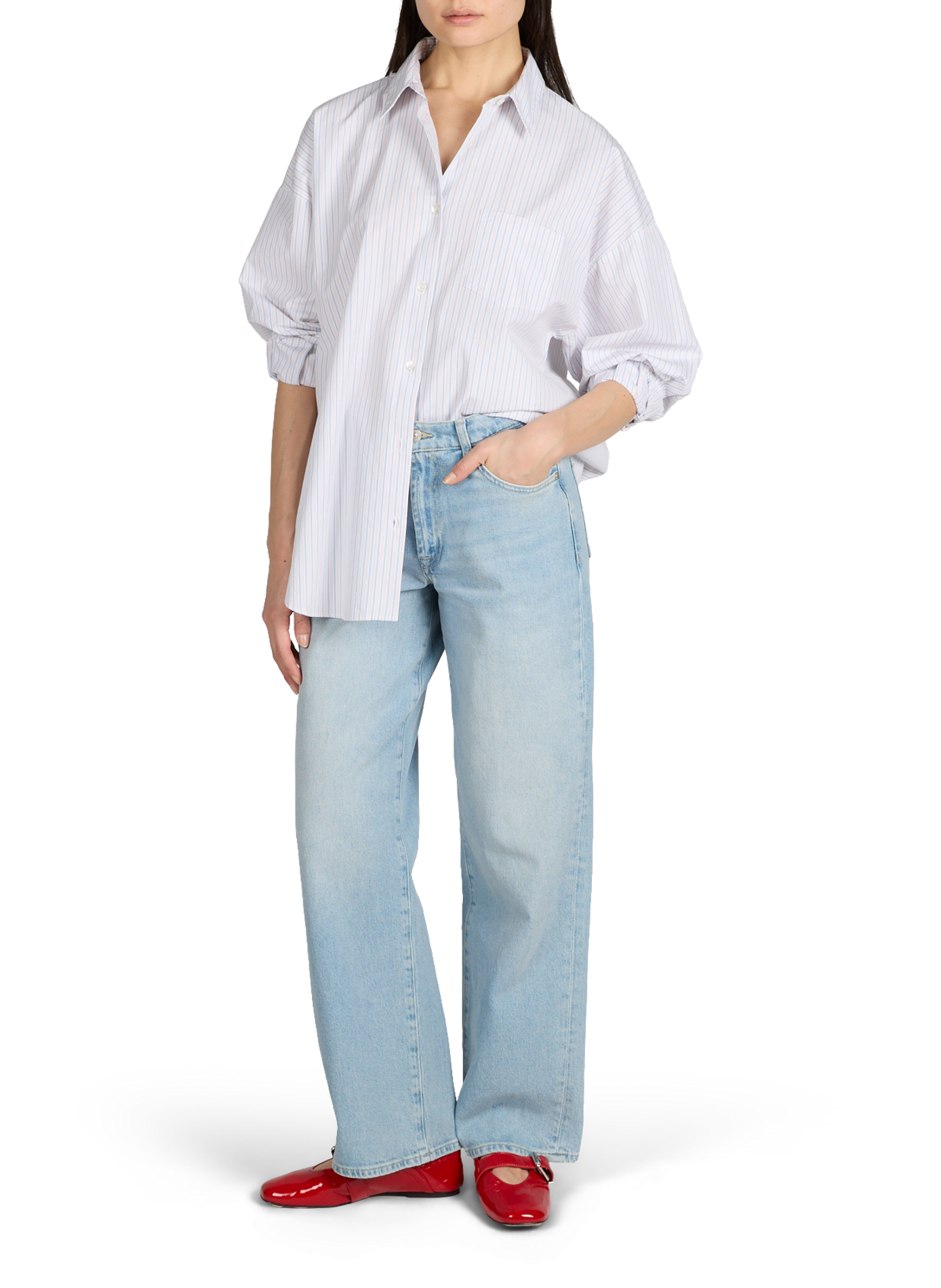 Chemise Giorgia en popeline rayée de coton BELLEROSE Bleu