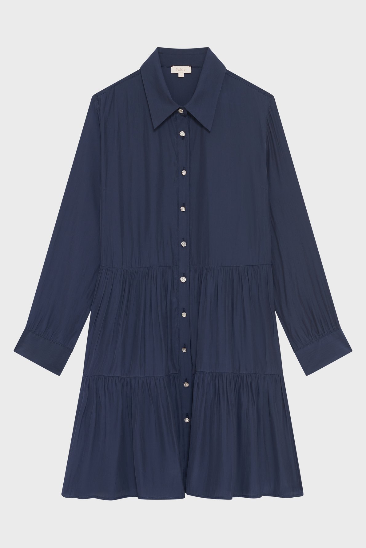 Robe chemise courte à volants - amance PABLO Bleu