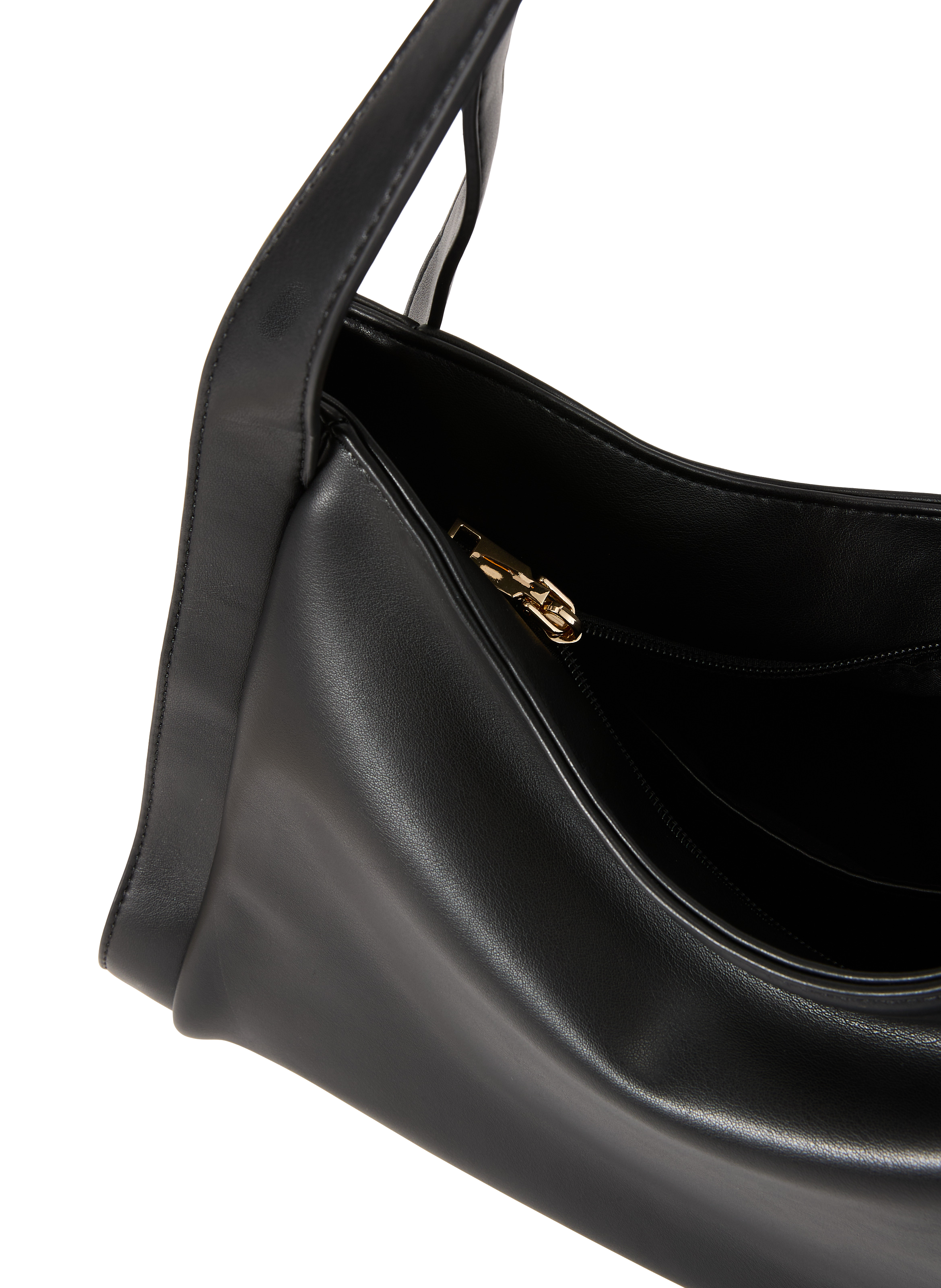 Hobo Handbag in Faux Leather AU PRINTEMPS PARIS Black