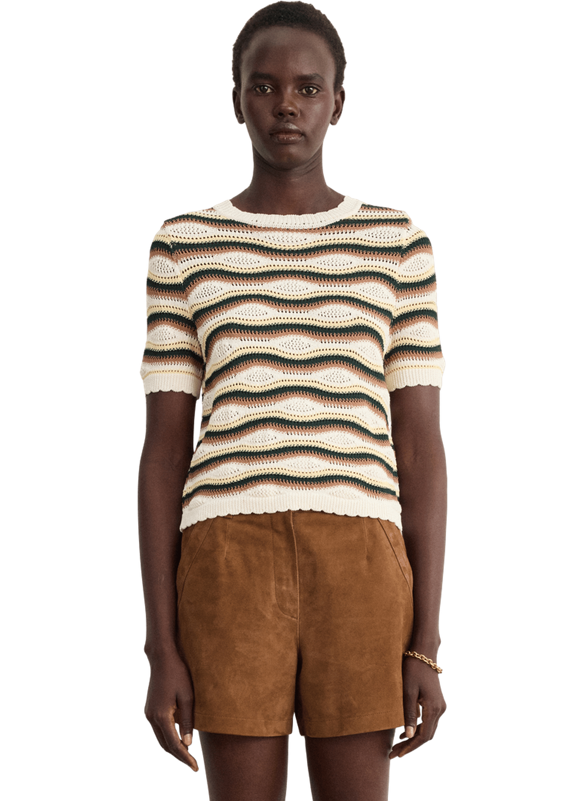 Pull en crochet à rayures multico - LALIAH PABLO Beige