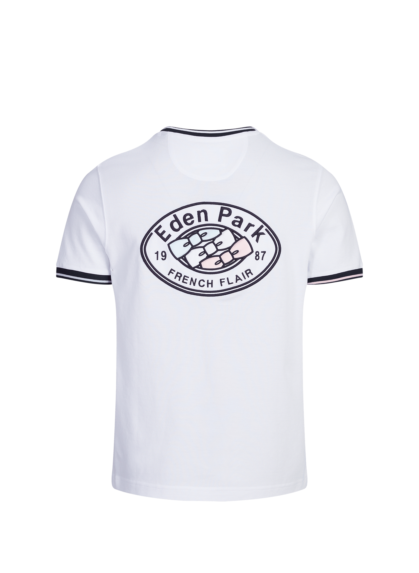 T-shirt brodé à col rond en coton EDEN PARK Blanc