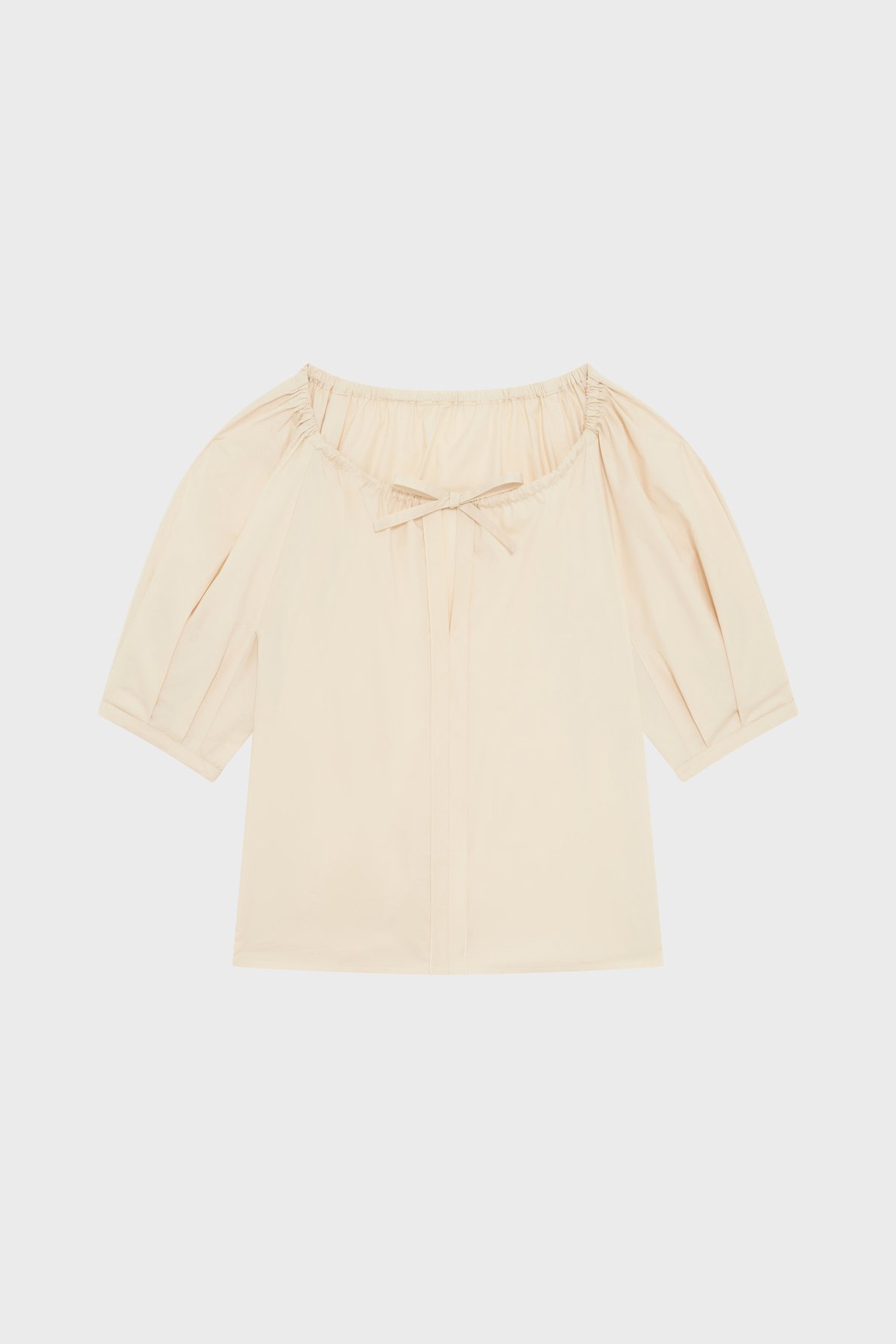 Blouse encolure élastiquée en coton - cerise PABLO Beige