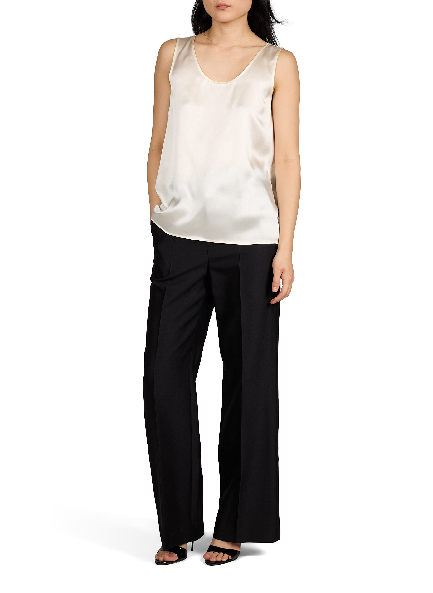 Straight wool and silk pants R2W Black