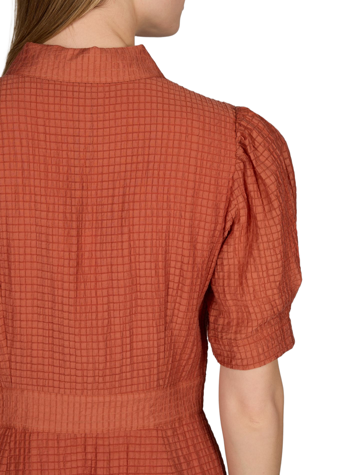 Flared midi dress in small checks PETITE MENDIGOTE Pink