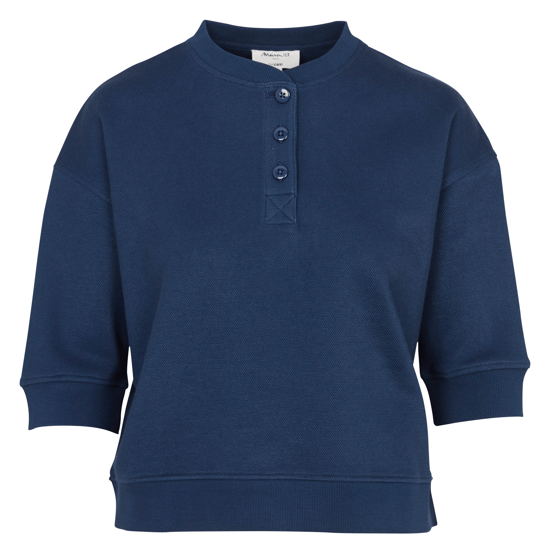 Top col rond boutonné uni laurena Violet