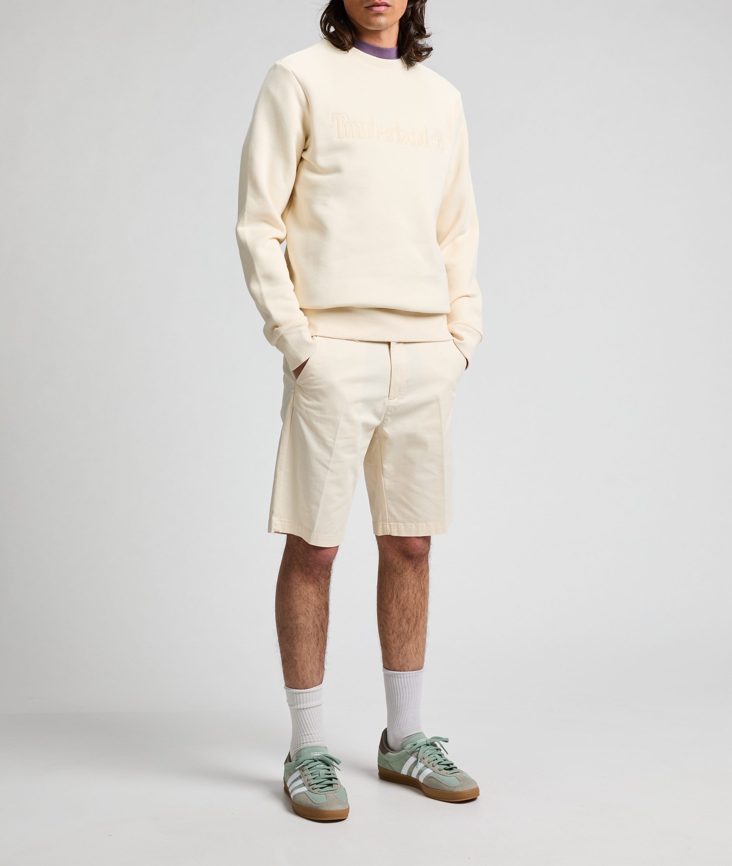 Straight embroidered cotton sweatshirt TIMBERLAND White