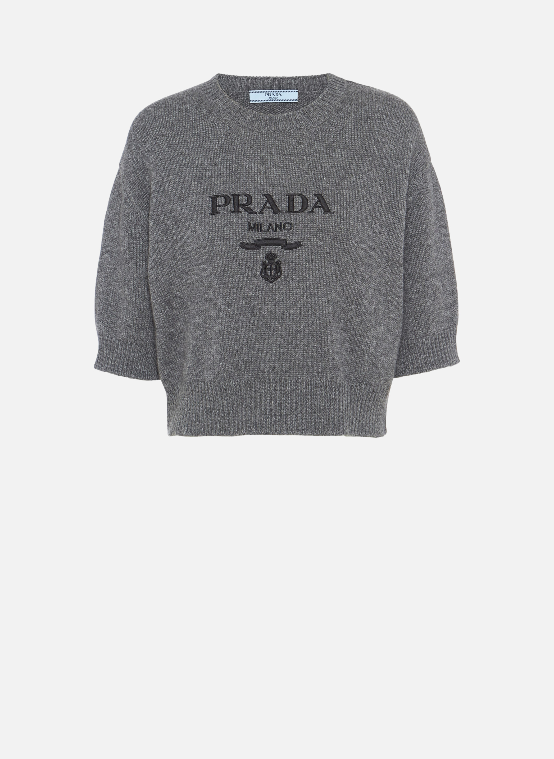 Pull à col rond en laine et cachemire PRADA Gris