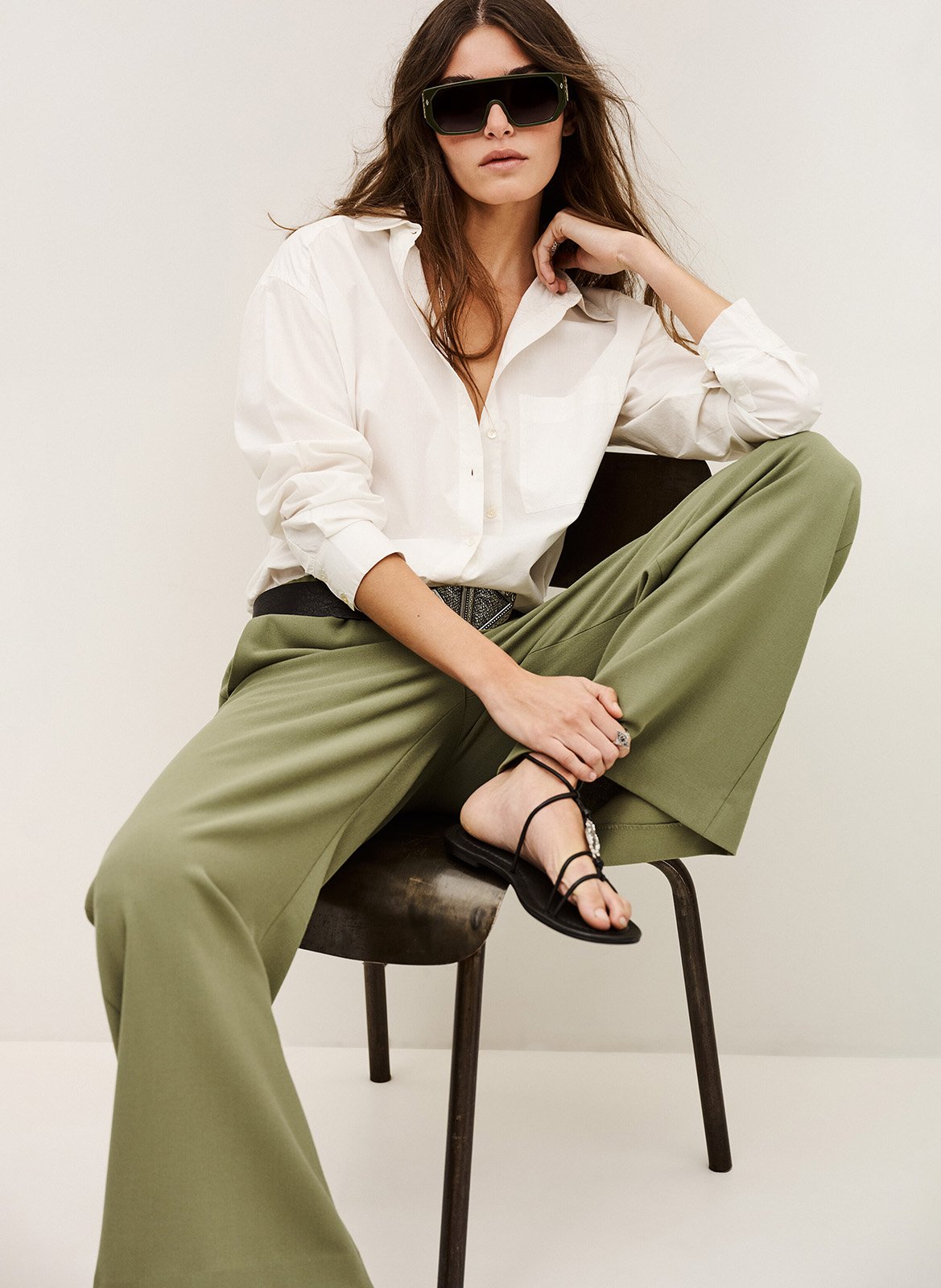 Pantalon large narlos BA&SH Kaki