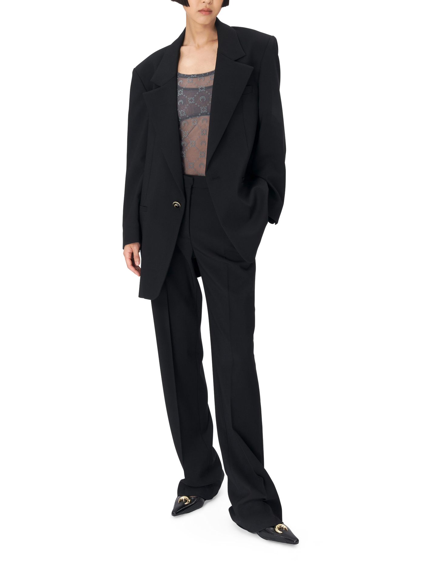 Virgin wool twill boxy jacket unisex MARINE SERRE Black