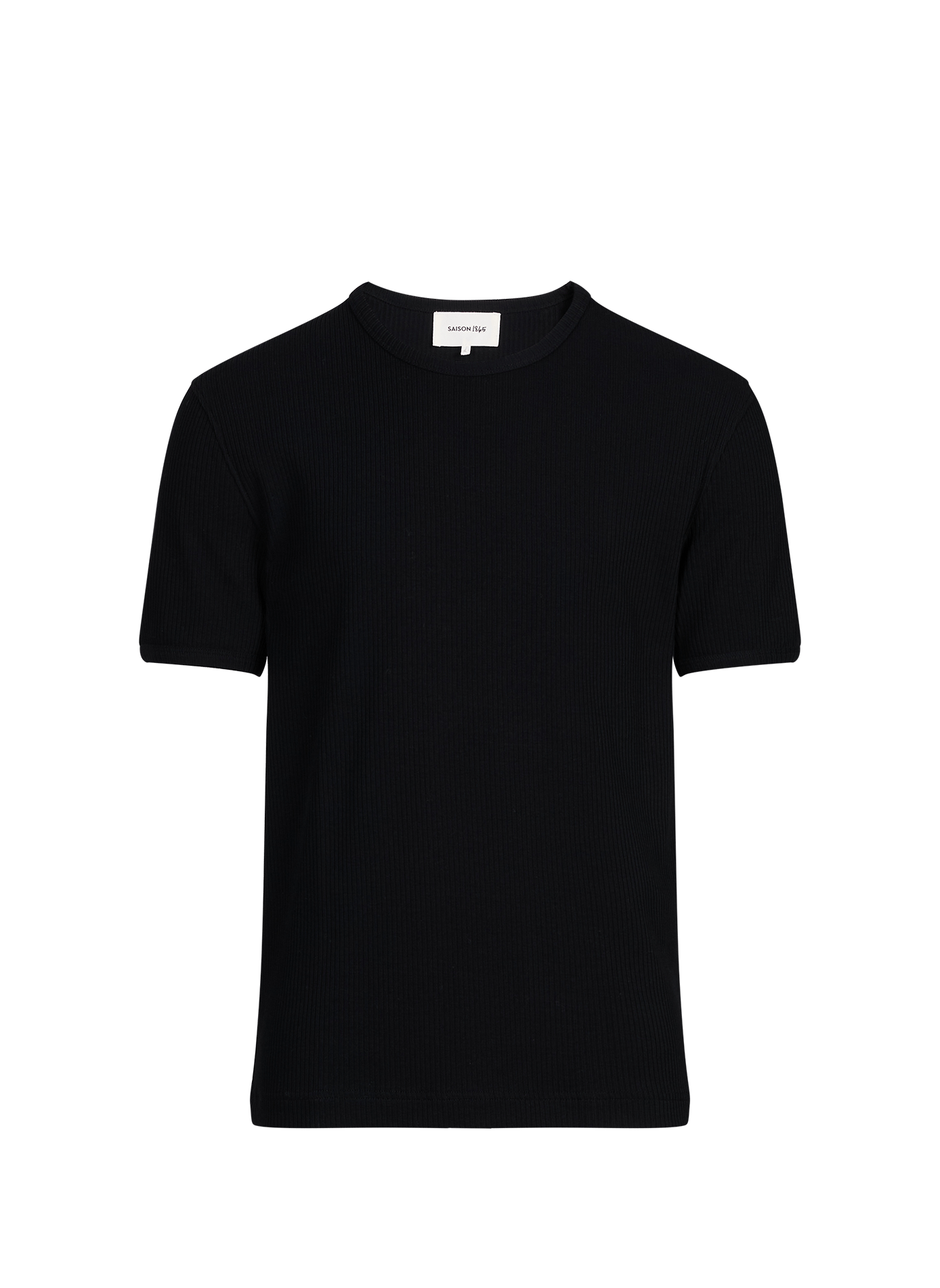 Straight ribbed cotton round neck t-shirt SAISON 1865 Black