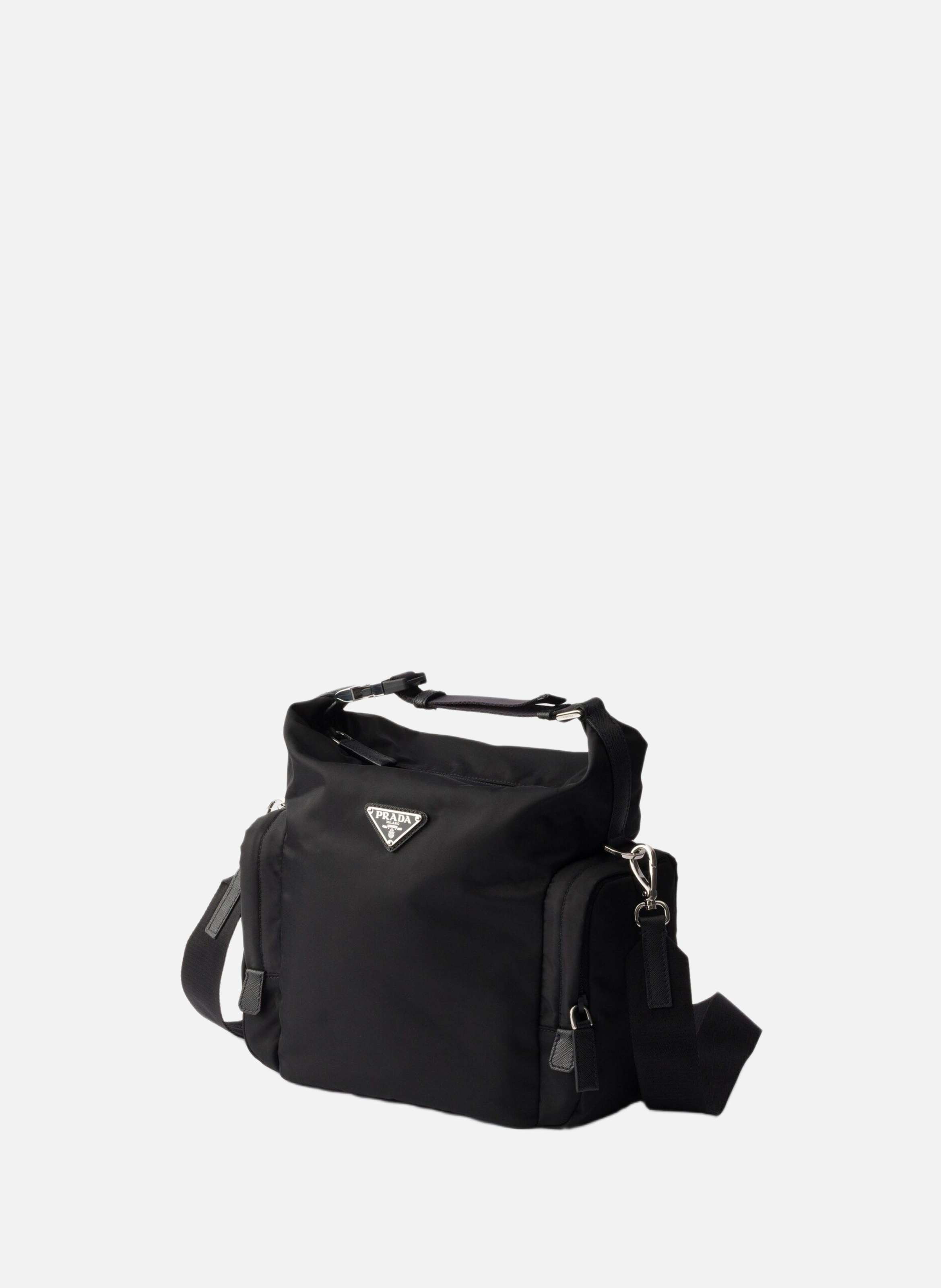 Sac porté épaule en re-nylon et cuir saffiano PRADA Noir