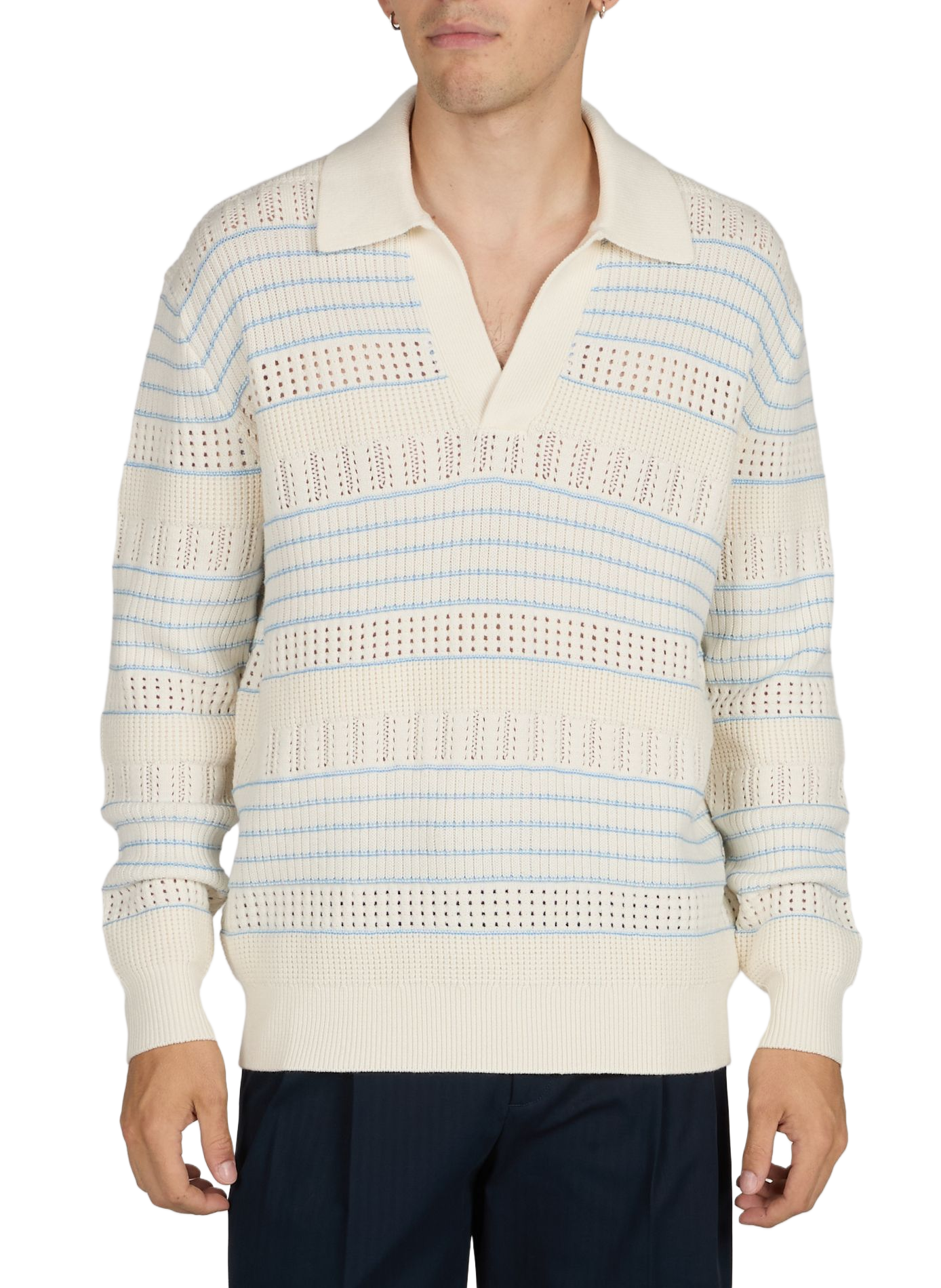 Knit polo in cotton and wool DROLE DE MONSIEUR White