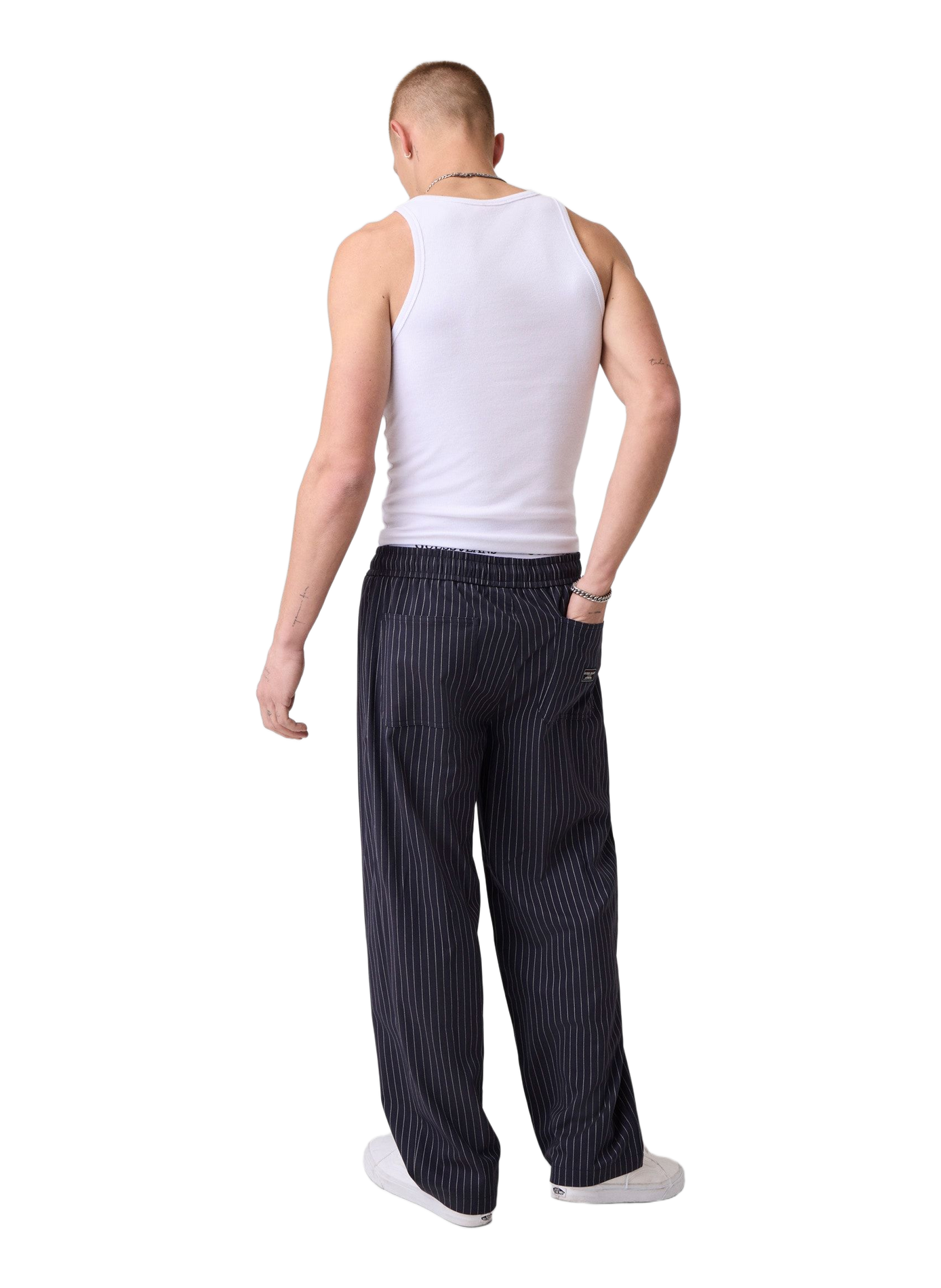 Pantalon large à rayures GUESS Bleu