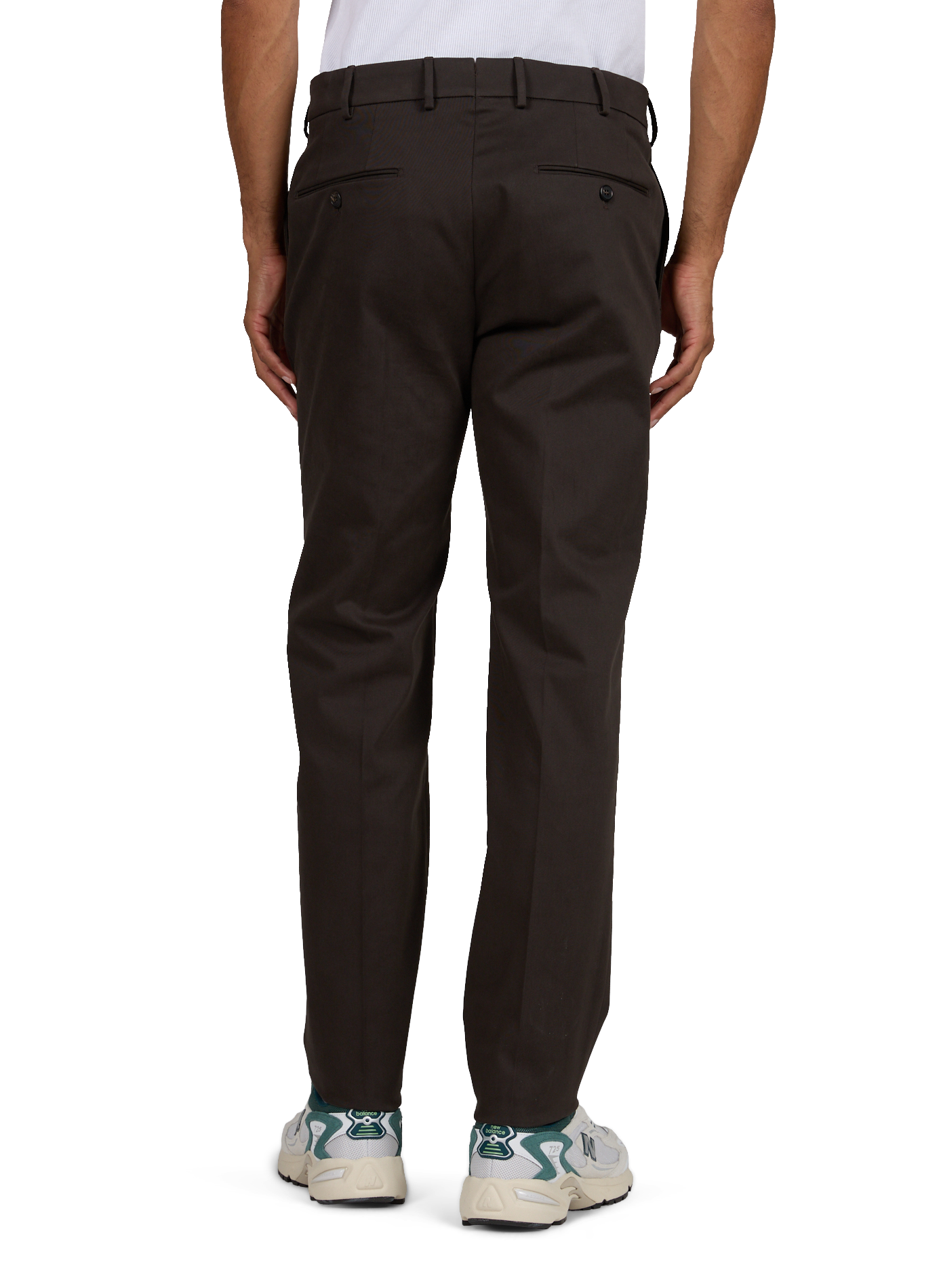 Pantalon droit à plis en coton mélangé SLOWEAR Marron