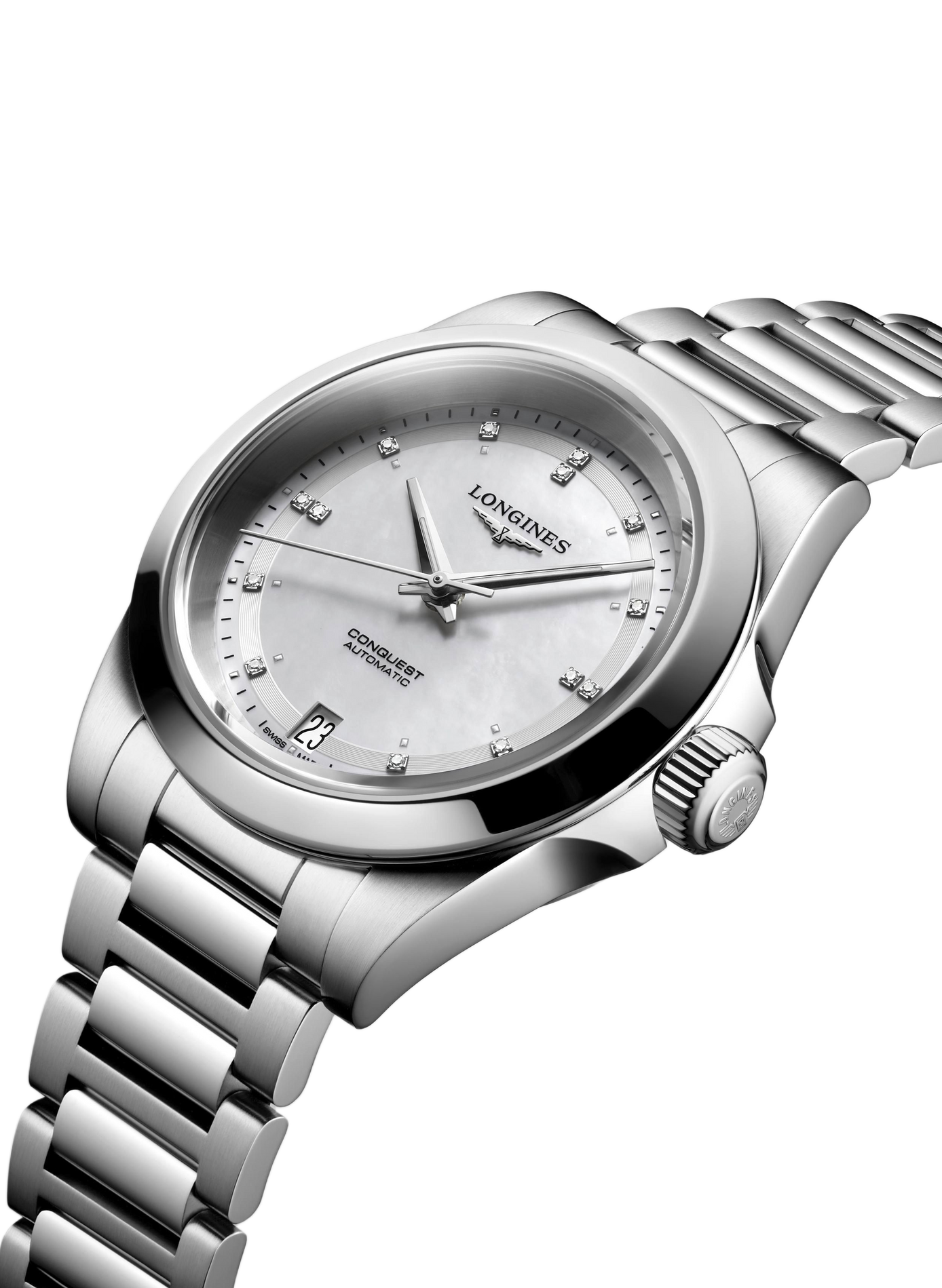 Montre automatique Conquest 2023 en acier inoxydable LONGINES Blanc