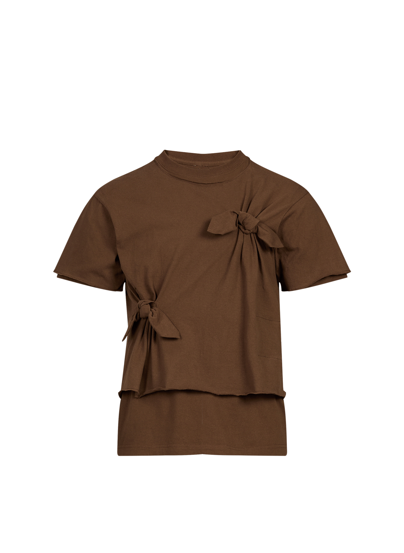 Einfarbiges Baumwoll-T-Shirt mit Schleifen WANSIE Braun