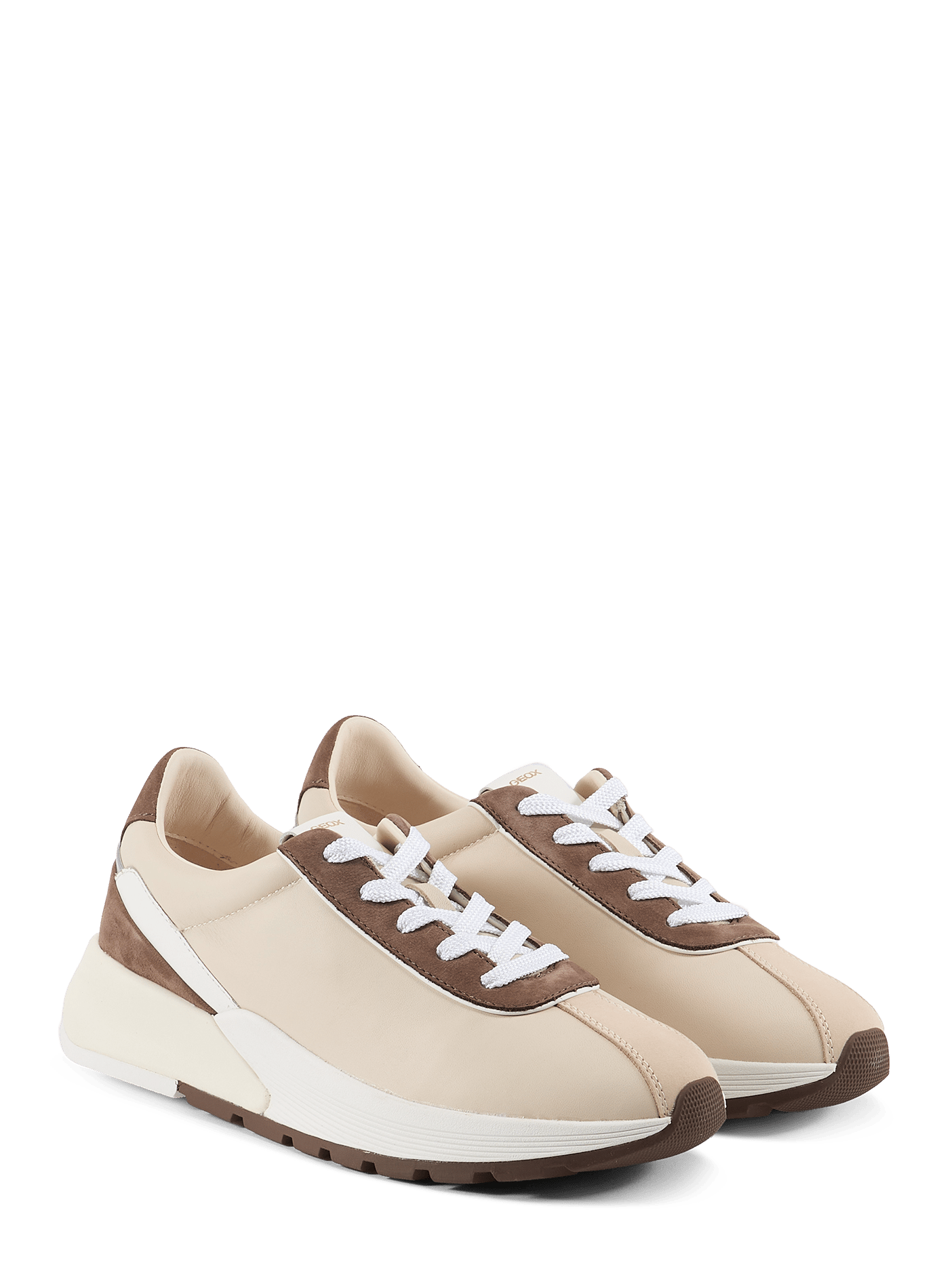 Low-top sneakers in mixed leather GEOX Beige