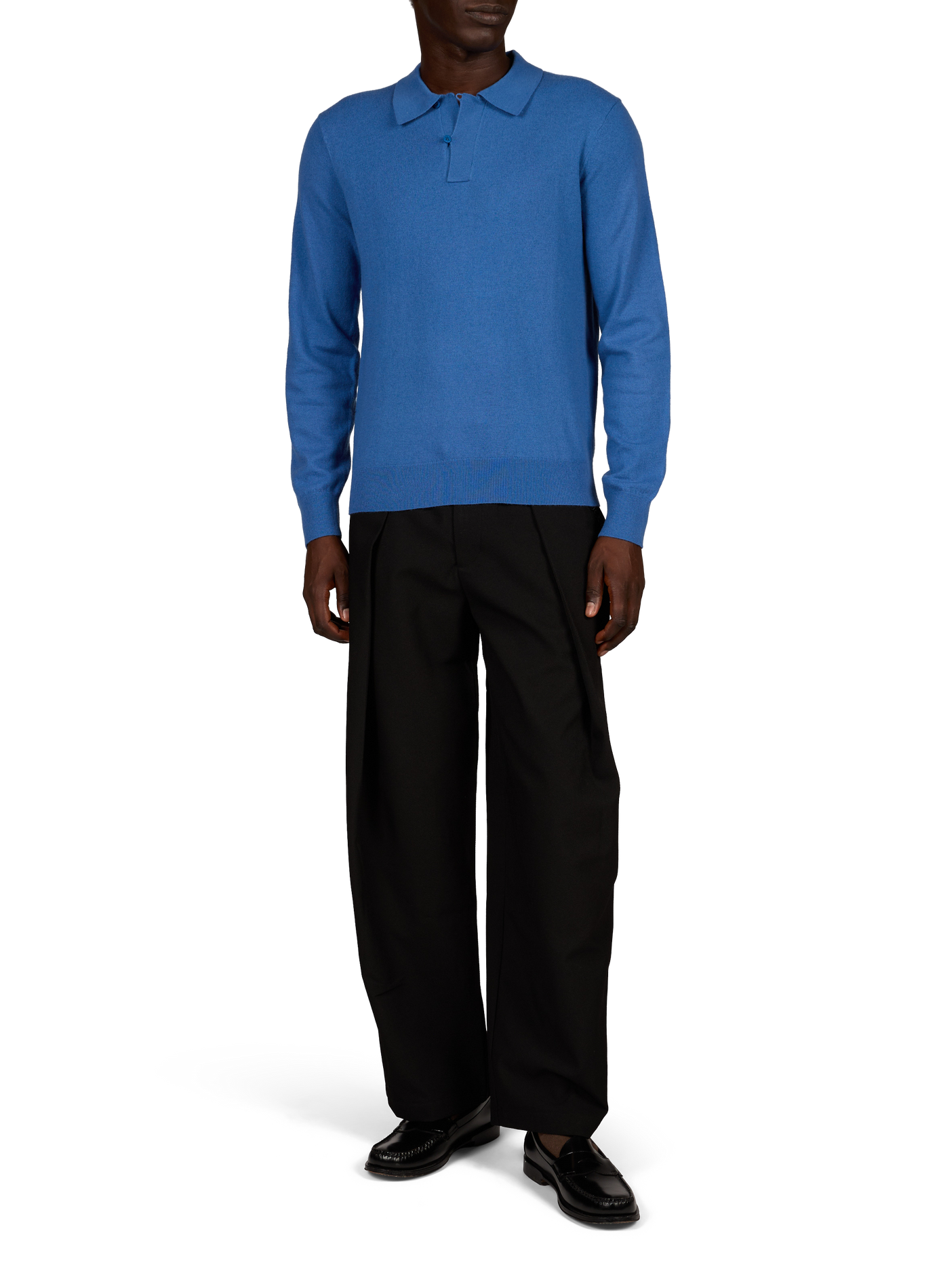 Straight-fit classic crew-neck sweater in merino wool THINKING MU Blue