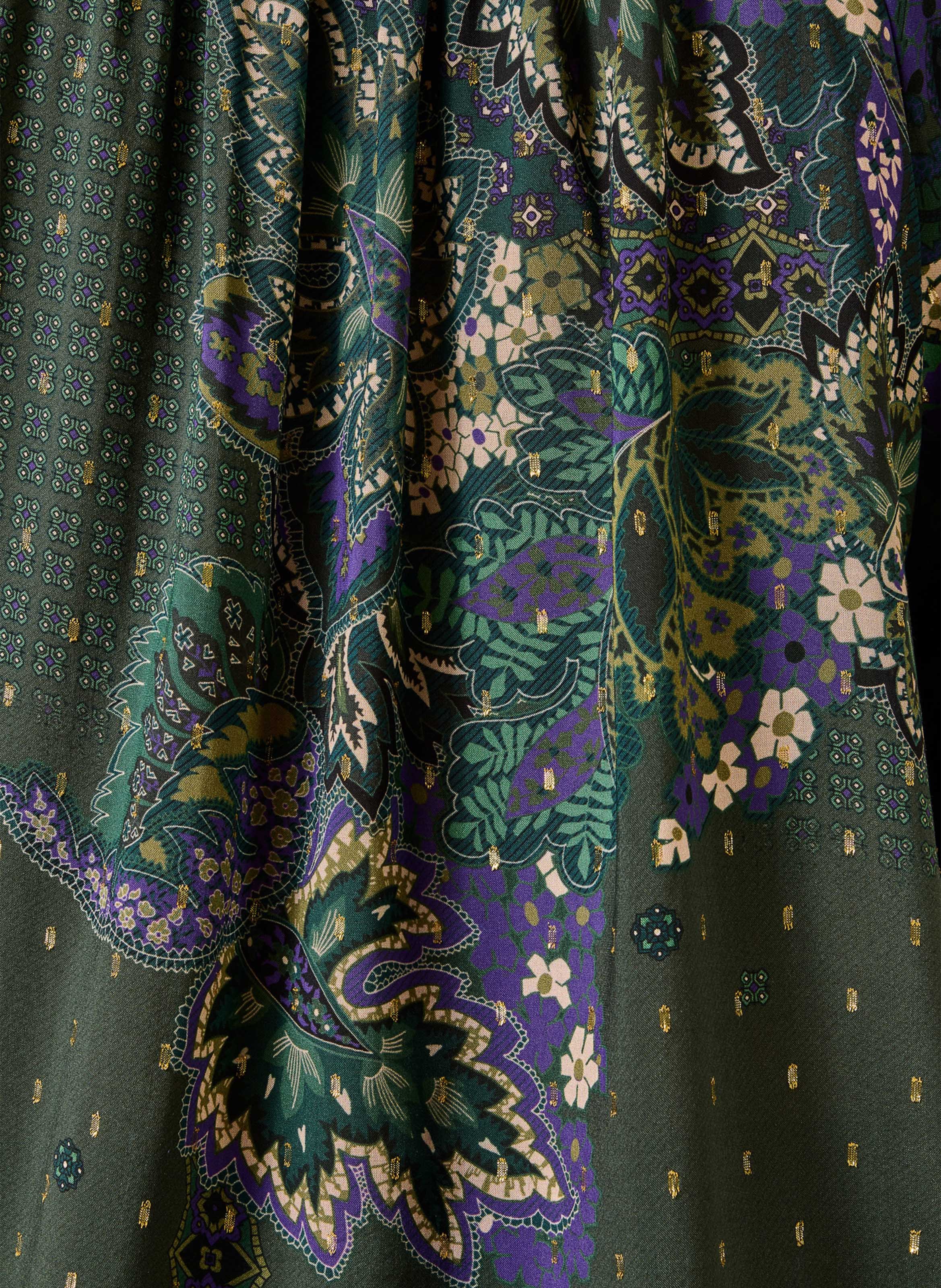 Geprinte blouse met Tunesische hals LA FEE MARABOUTEE Groen