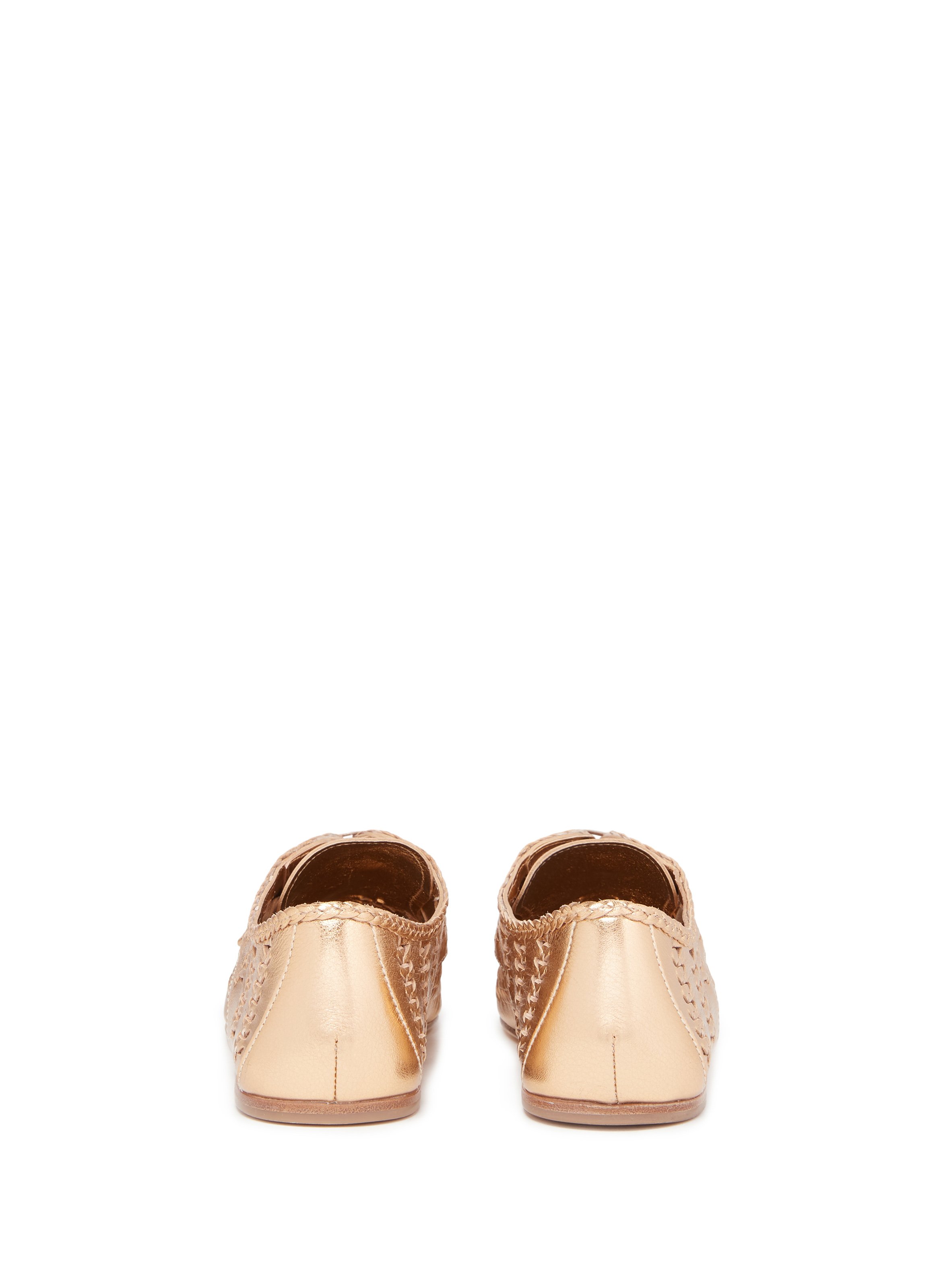 Derbies en cuir tressé PRADA Doré