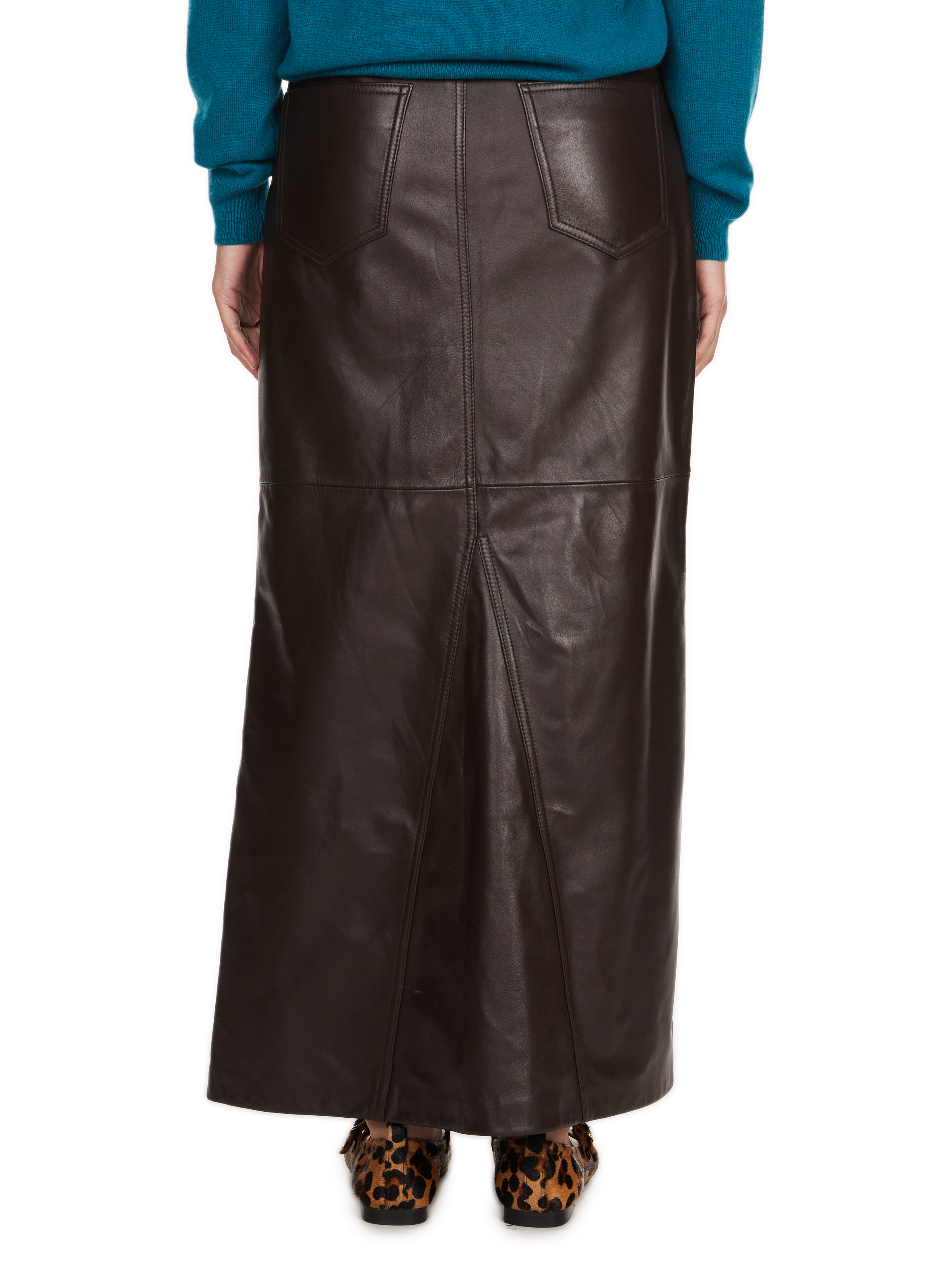 Jupe midi Unia en cuir  SAISON 1865 Marron