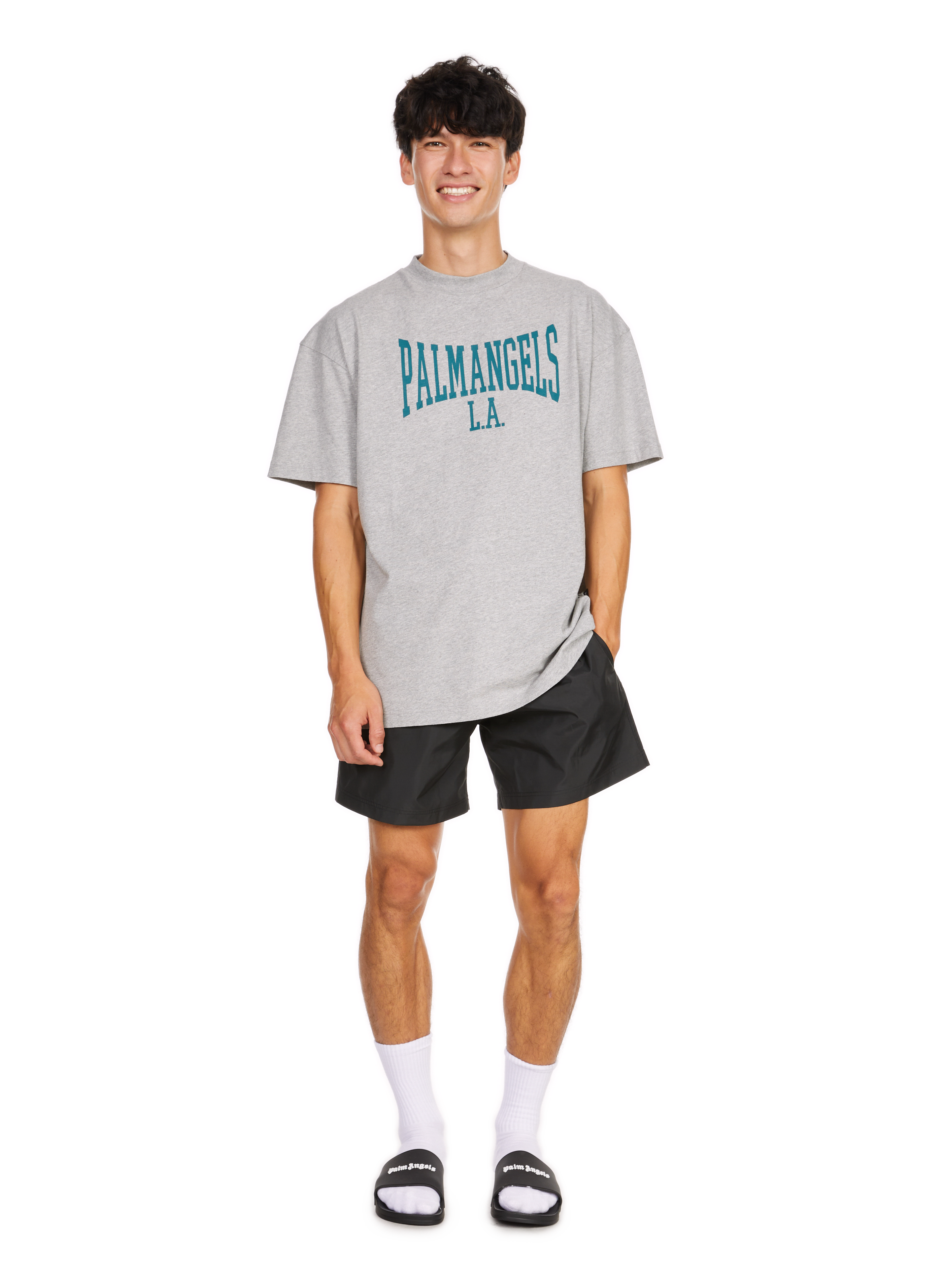 Biker-style cotton t-shirt PALM ANGELS Grey