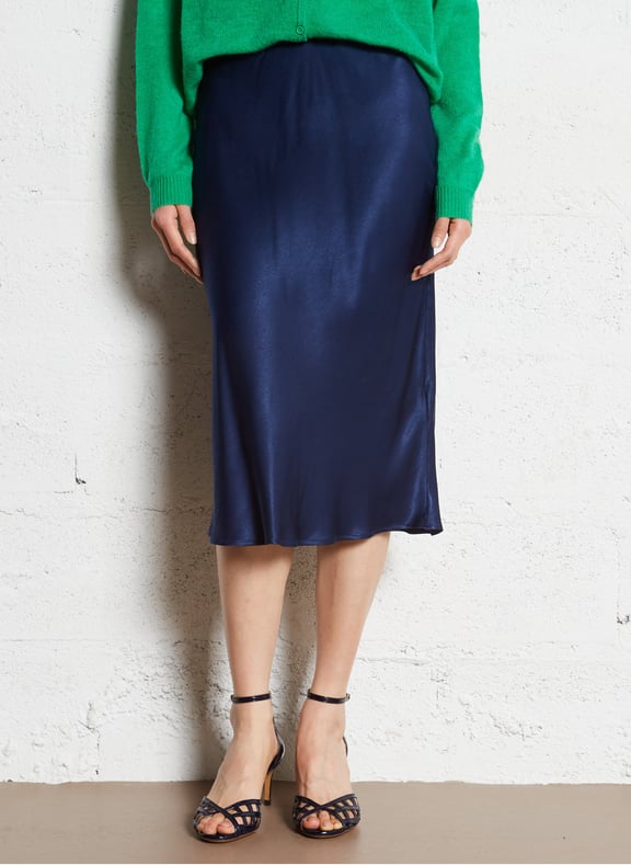 Jupe midi satinée voogy Bleu by AMERICAN VINTAGE AMERICAN VINTAGE Jupe midi satinée voogy Bleu