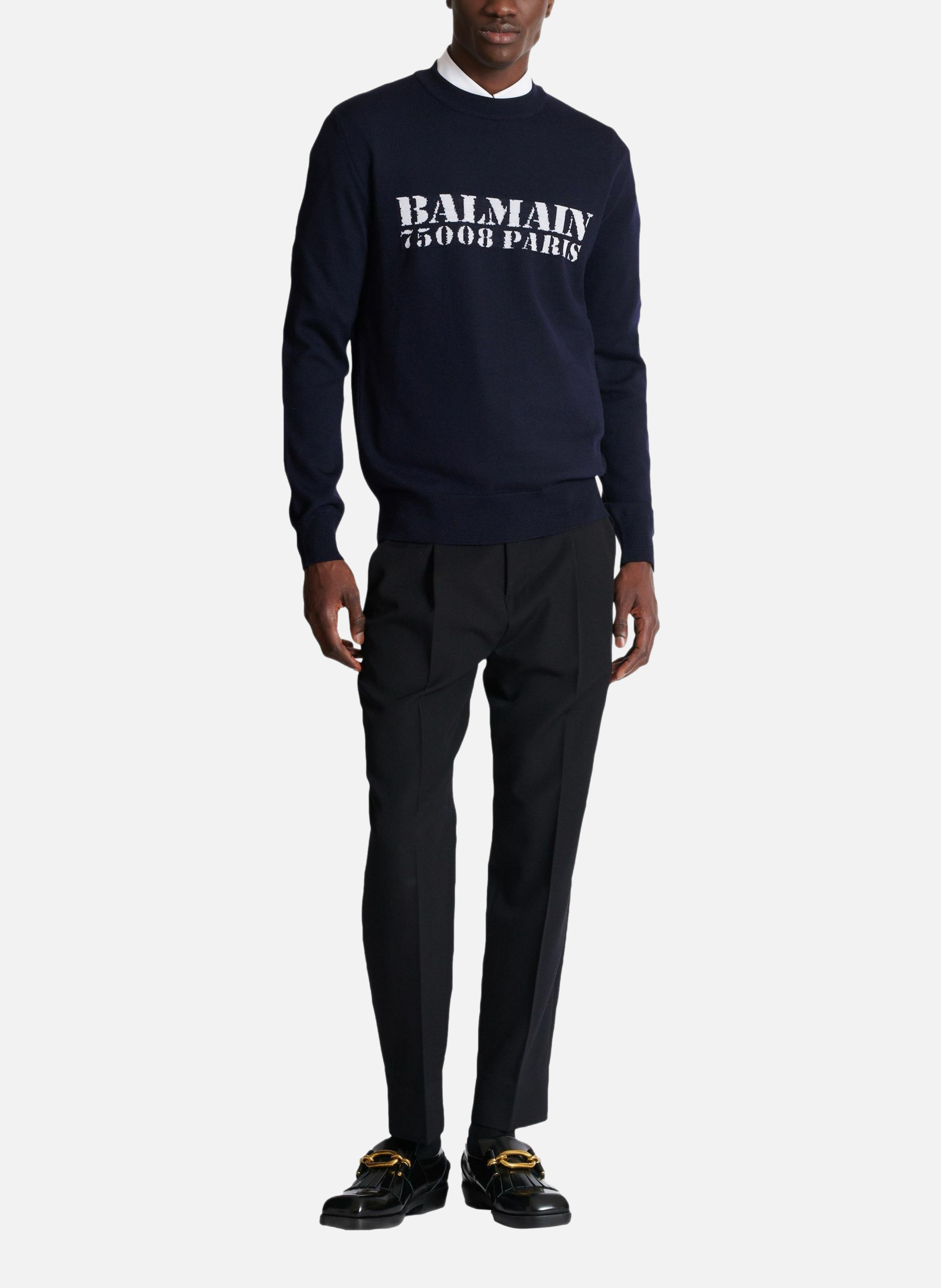 Pull en laine mérinos balmain stamp BALMAIN Bleu