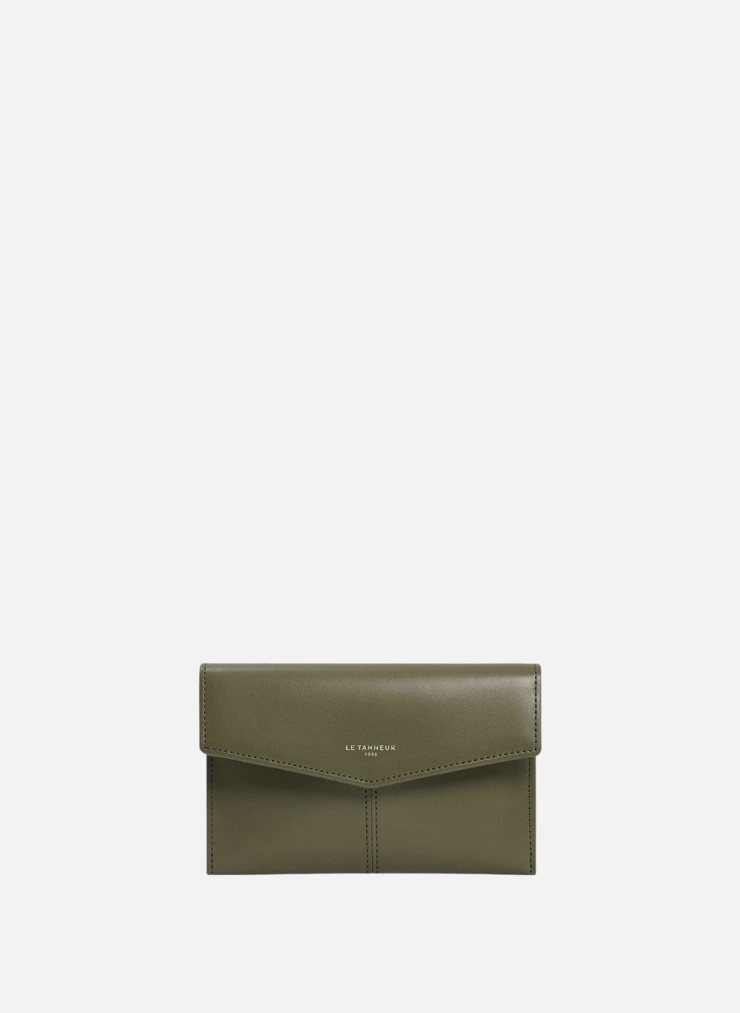 Pochette enveloppe moyen modèle charlotte en cuir lisse LE TANNEUR Vert