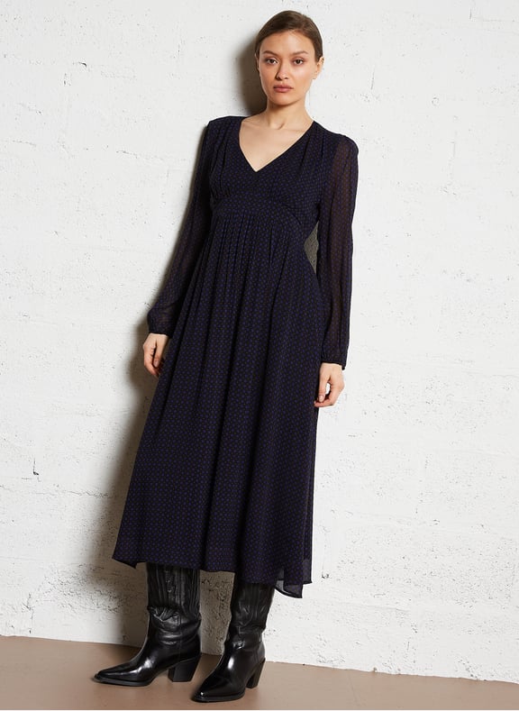 Robe droite col v lauriane Bleu by MAISON 123 MAISON 123 Robe droite col v lauriane Bleu