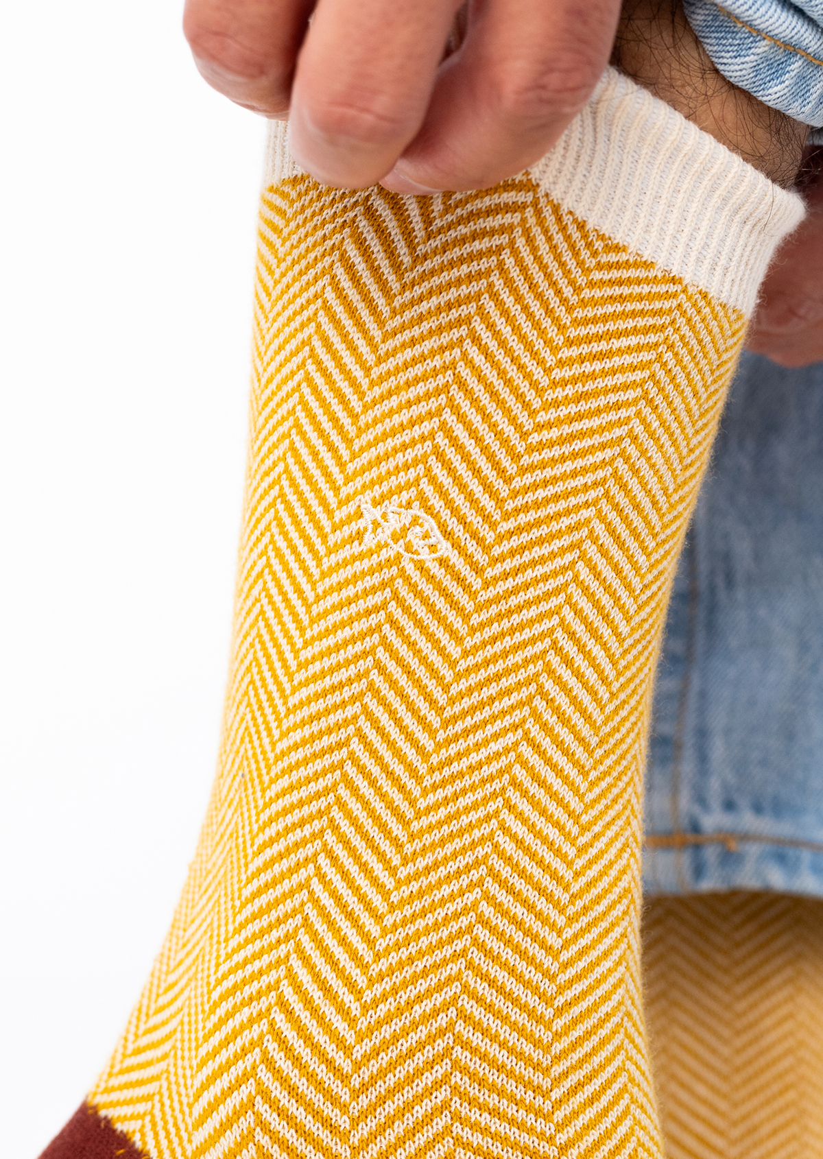 Chaussettes en coton peigné chevrons BILLYBELT Jaune