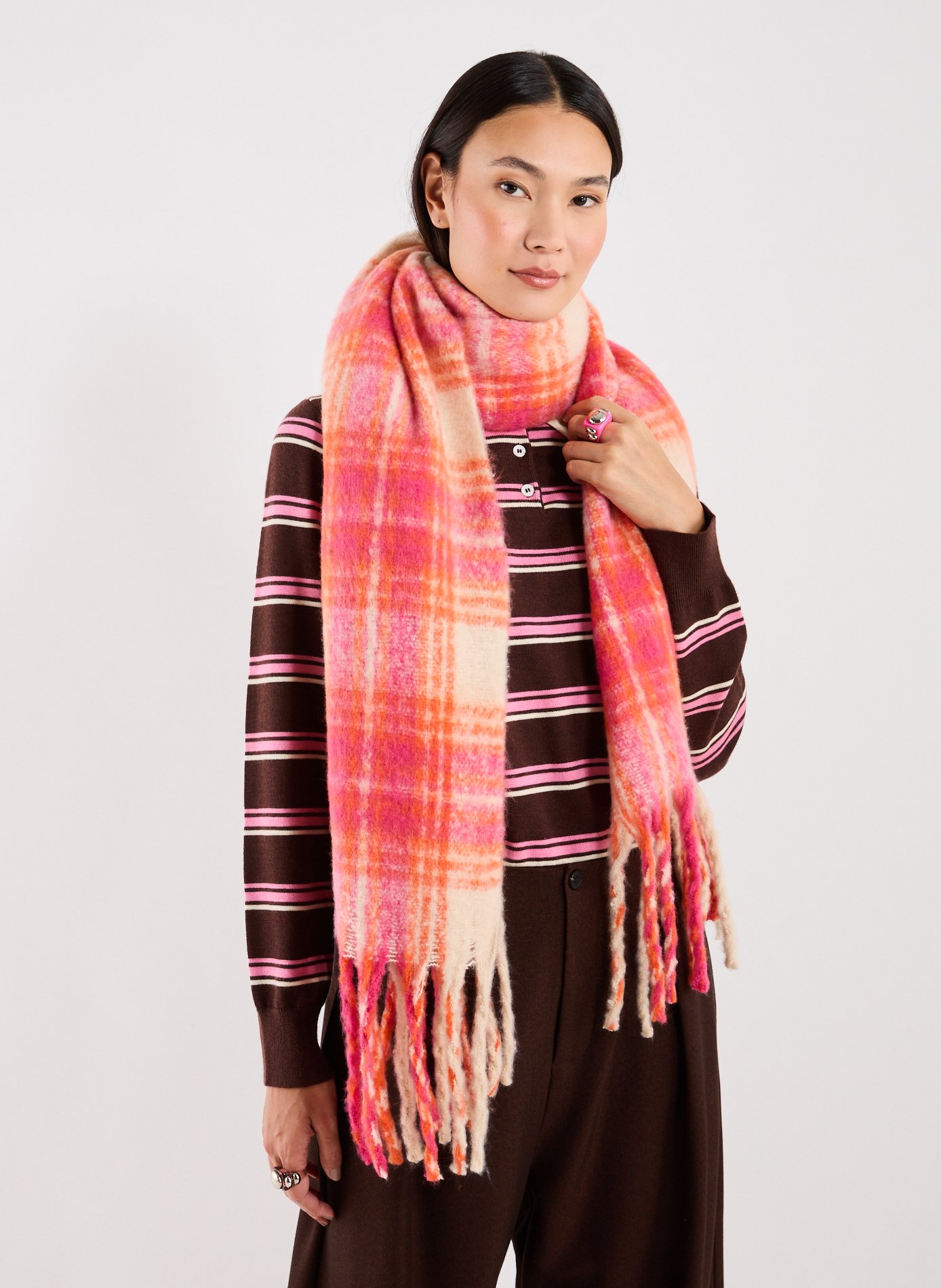 Echarpe à carreaux AU PRINTEMPS PARIS Orange