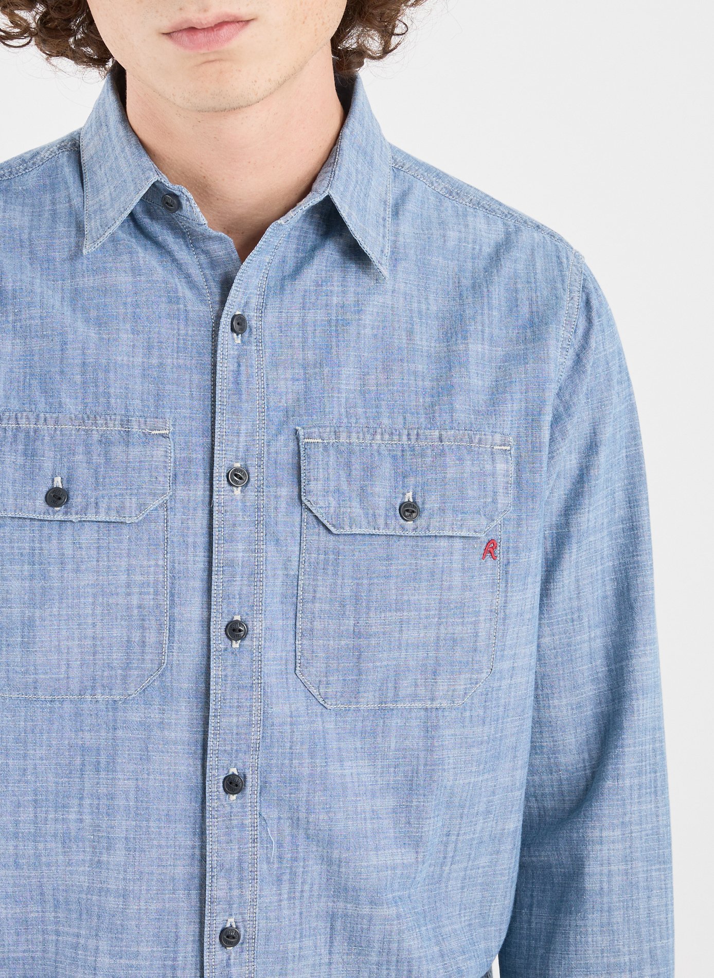 Chemise col classique en coton REPLAY Bleu