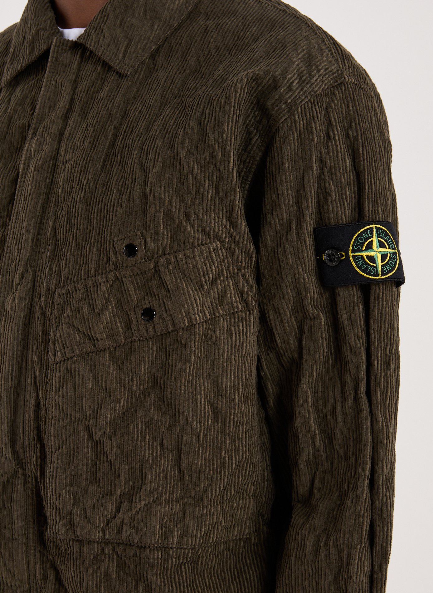 Chemise droite en coton mélangé STONE ISLAND Vert
