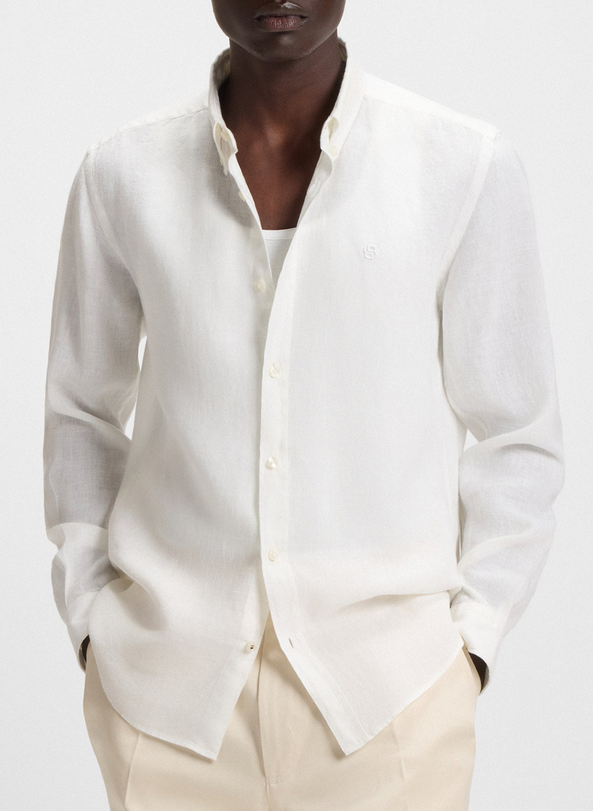 BOSS Chemise slim-fit en lin Blanc