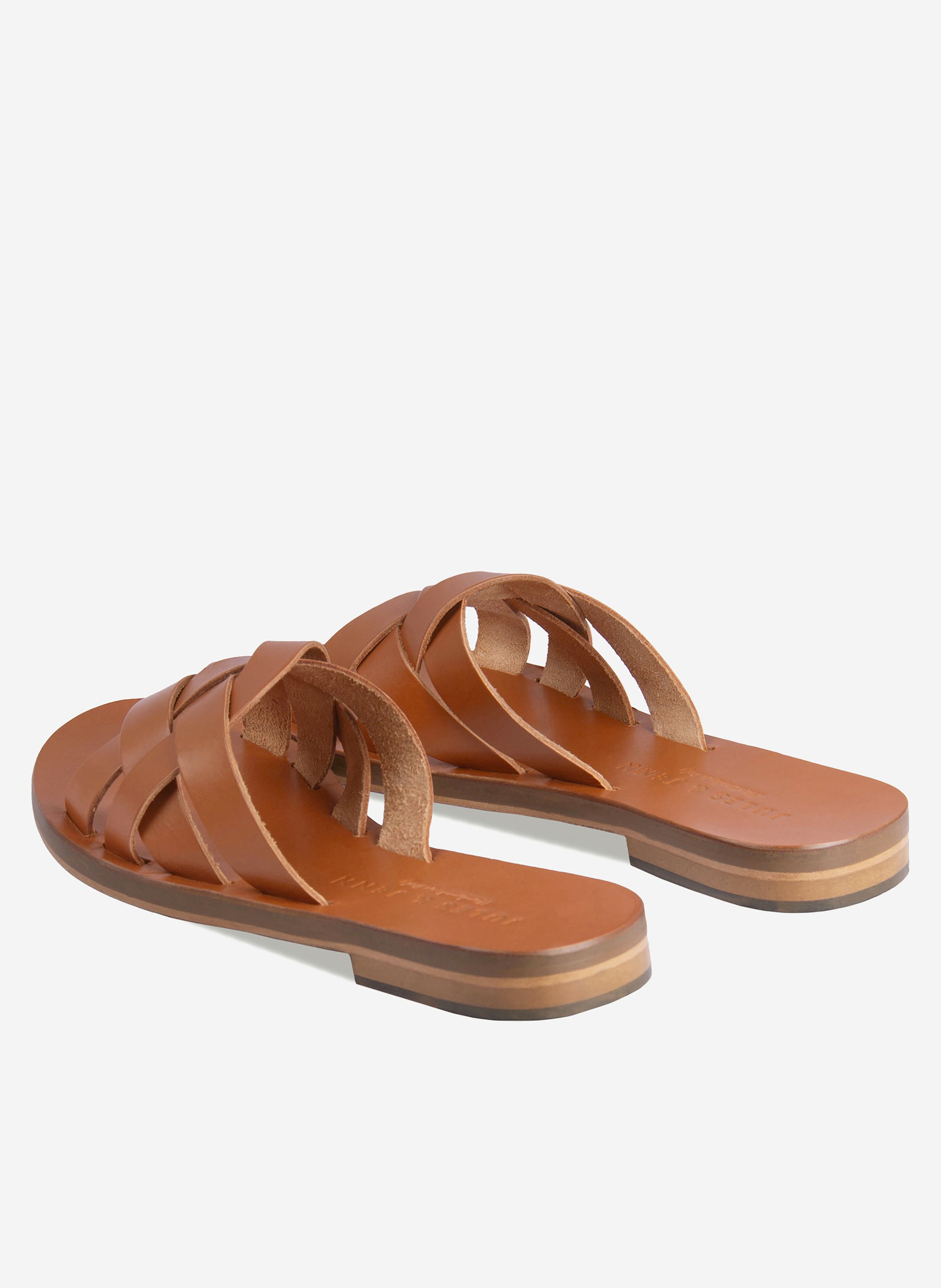 Mules plates jade cuir JULES & JENN Marron