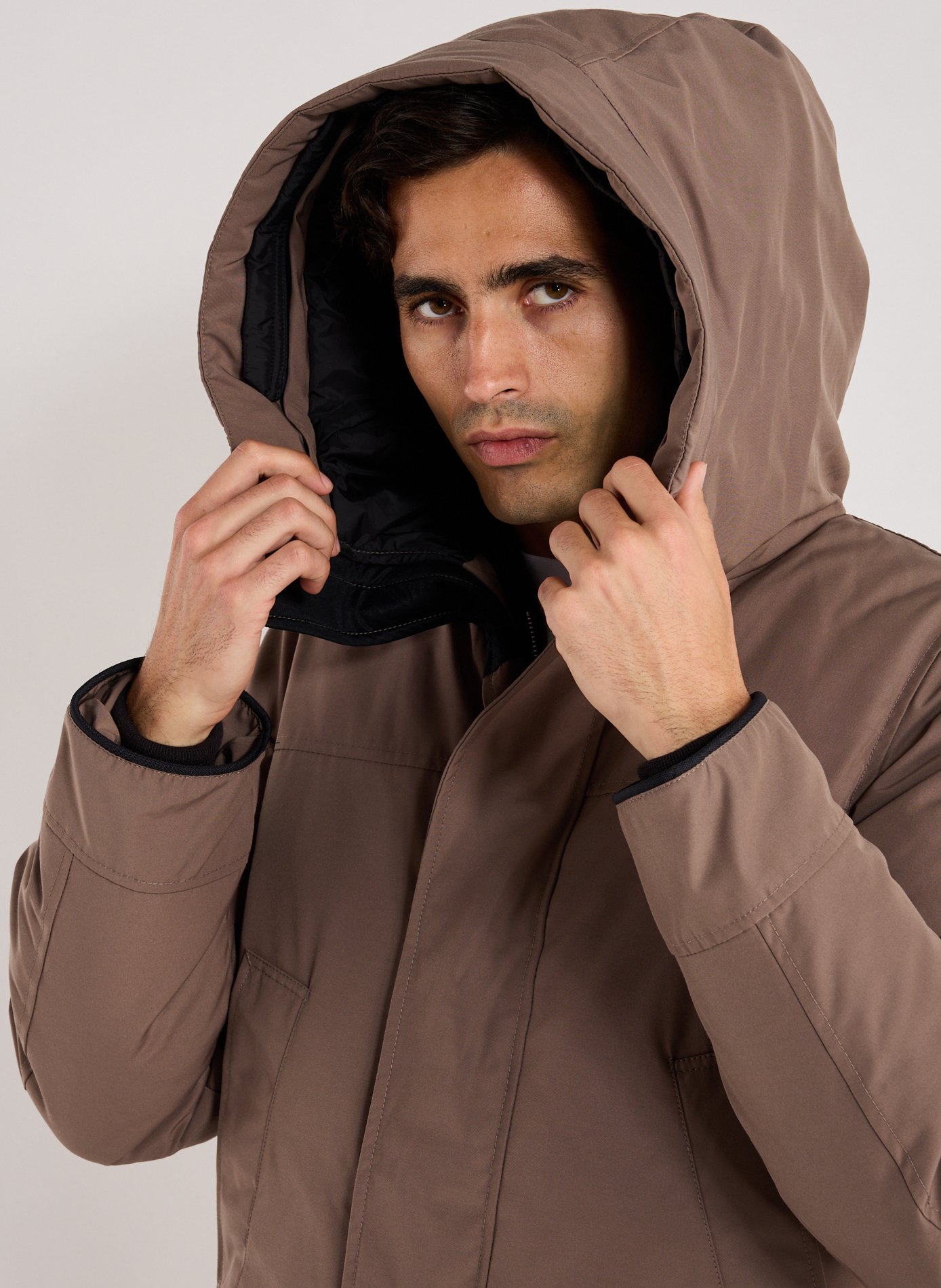 Parka droite à capuche en coton CANADA GOOSE Gris