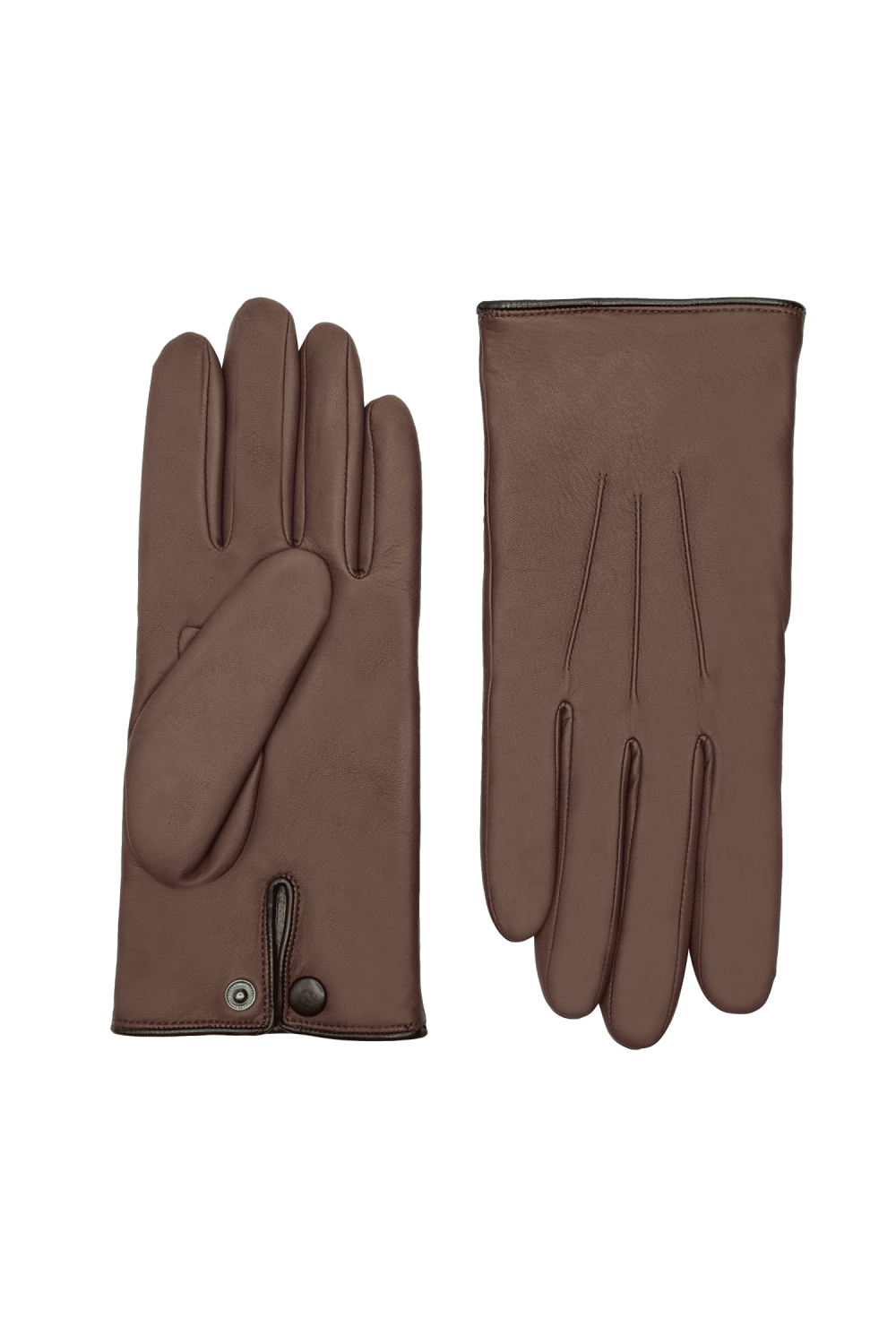 Gants rick homme cuir doublés cachemire AGNELLE Marron