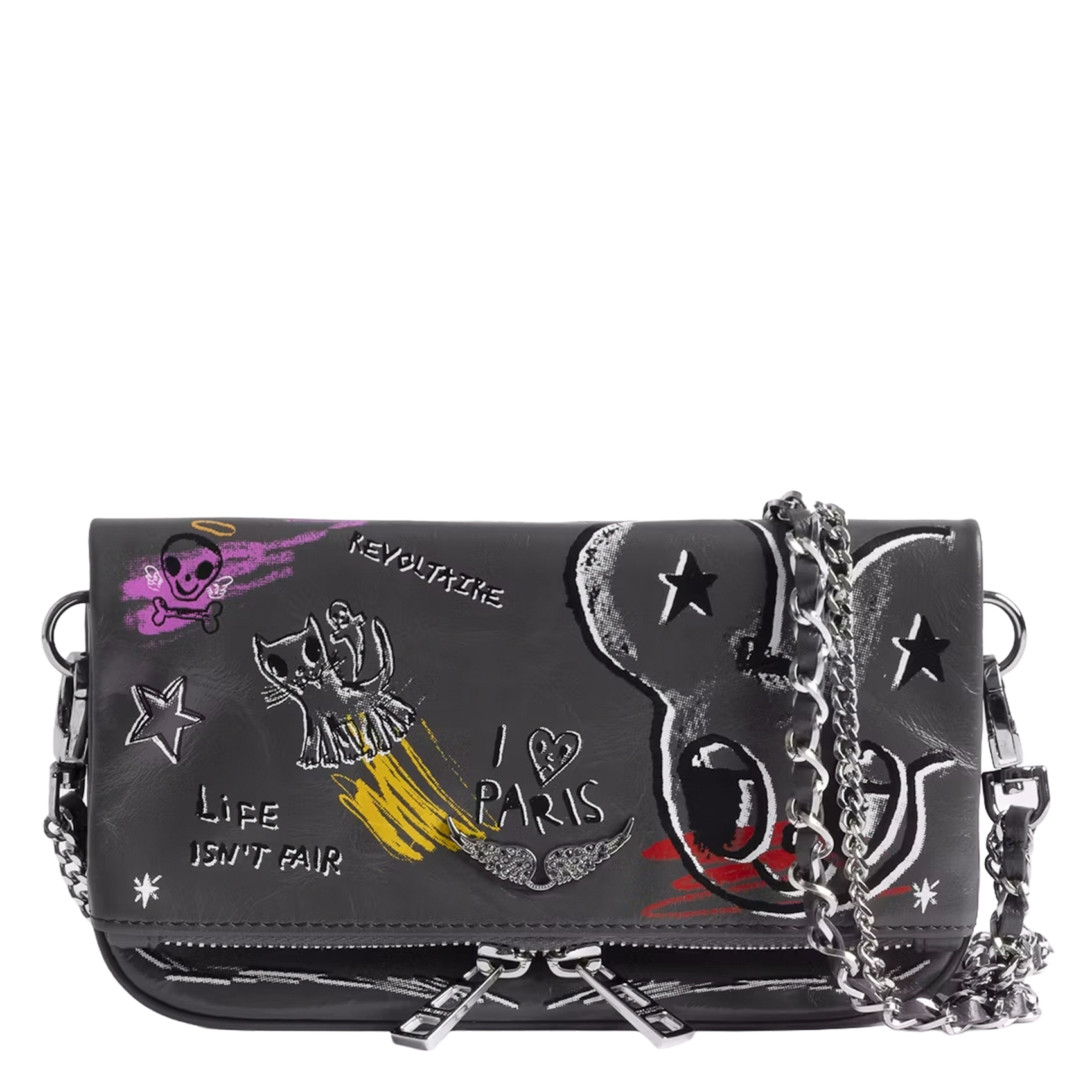 Sac bandoulière en cuir rock nano ZADIG&VOLTAIRE Gris