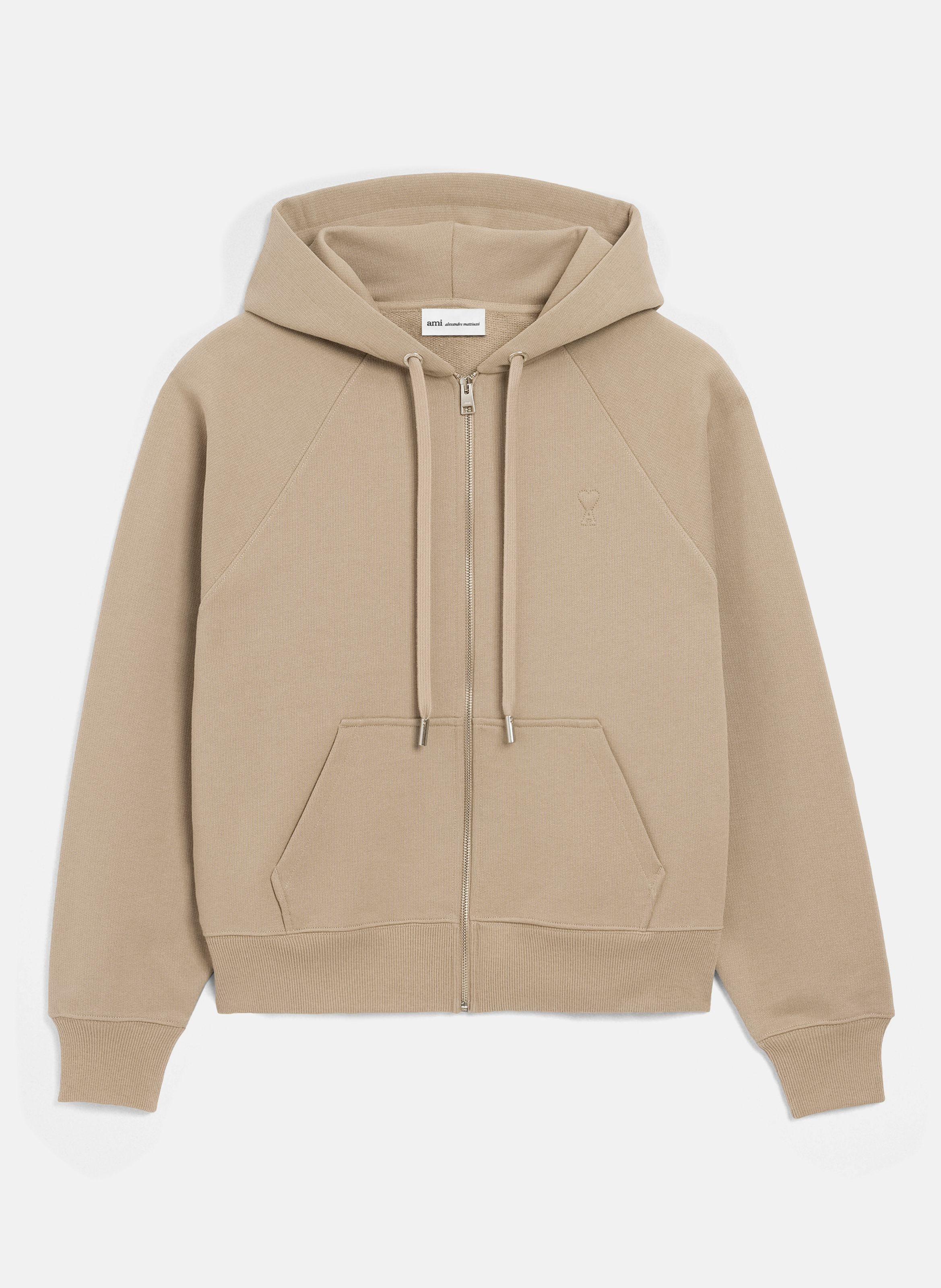 Hoodie Zippé Ami De Coeur En Coton unisexe AMI PARIS Beige